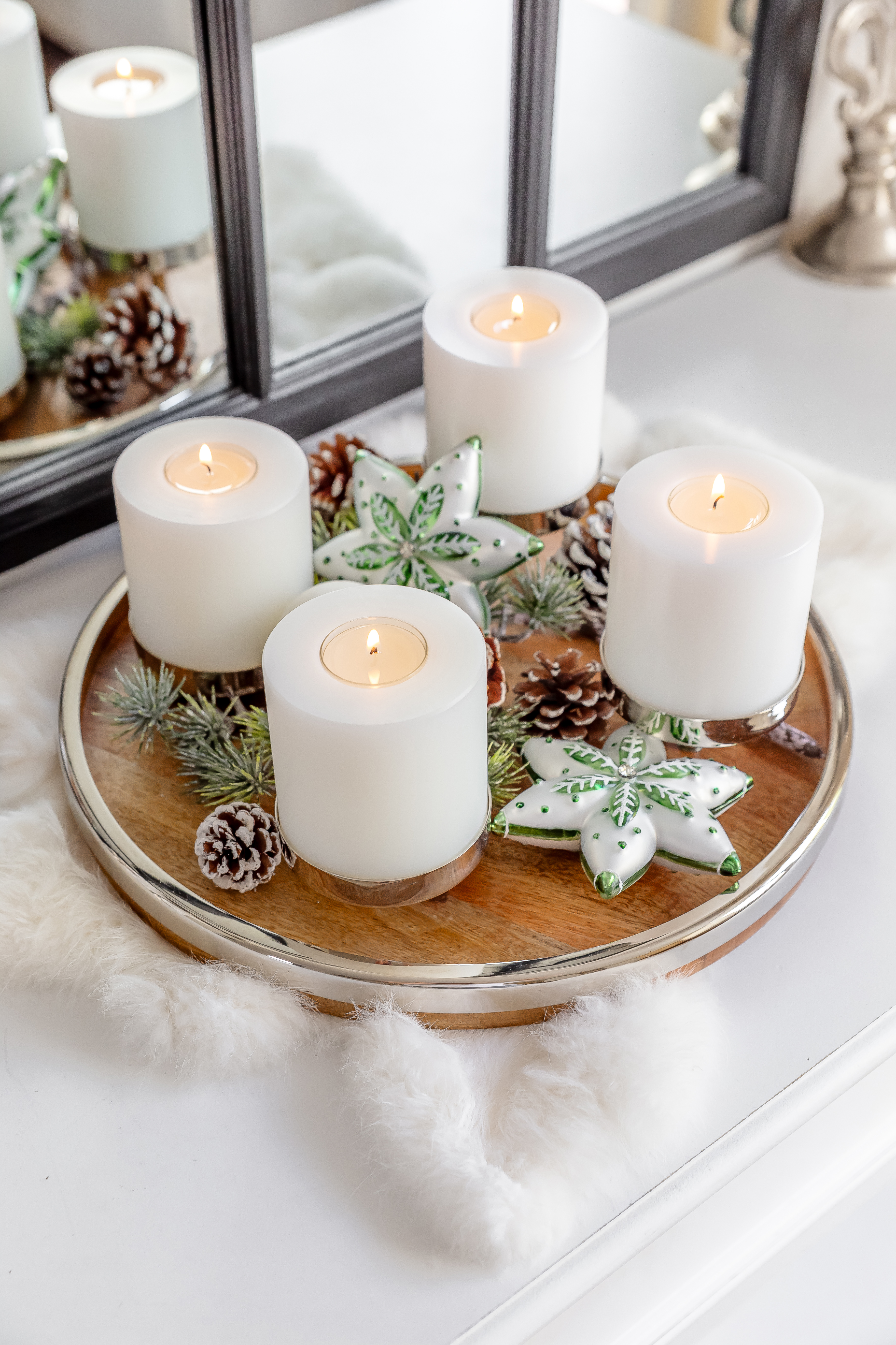 Adventskranz Lani (Ø 34 cm), Edelstahl und Mangoholz, für 4 Kerzen ø 8 cm Adventskranz Lani (Ø 34 cm), Edelstahl und Mangoholz, für 4 Kerzen ø 8 cm