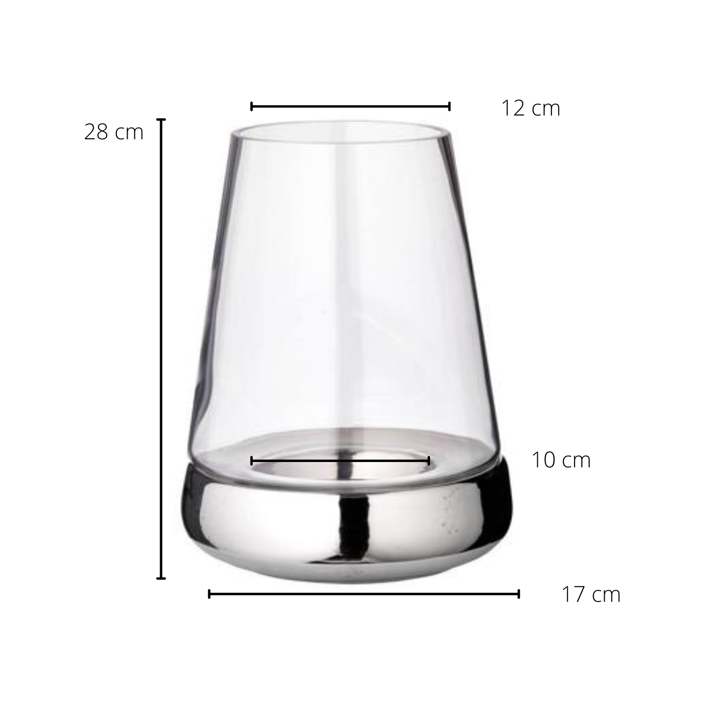 Windlicht Bora (Höhe 28 cm), glatt, vernickelter Keramikfuß