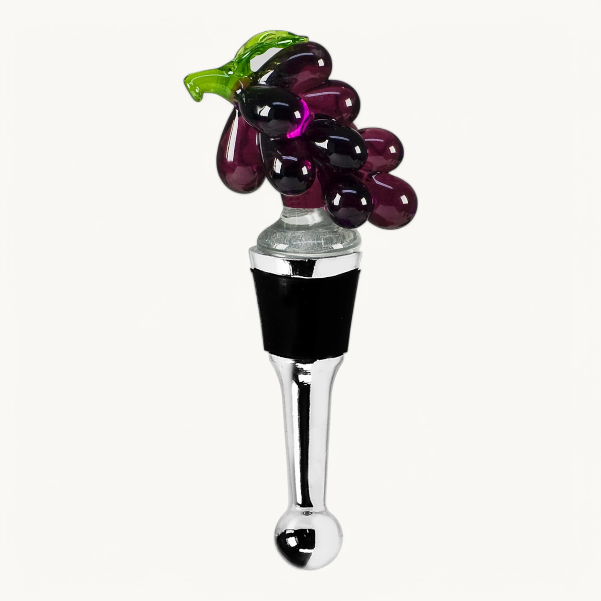 Flaschenverschluss Trauben (Höhe 11 cm), mit Trauben-Figur, Muranoglas-Art, Handarbeit