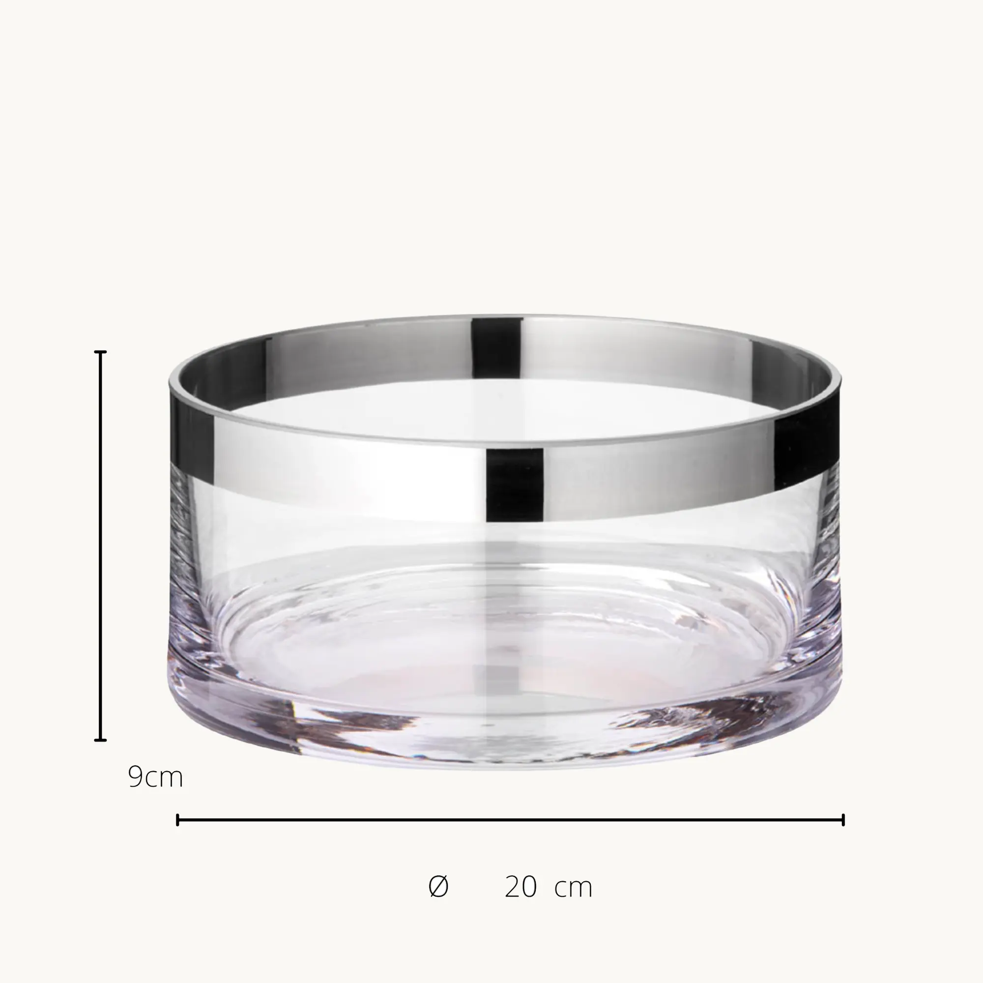 Schale Grit (Ø 20 cm), mundgeblasenes Kristallglas mit Platinrand