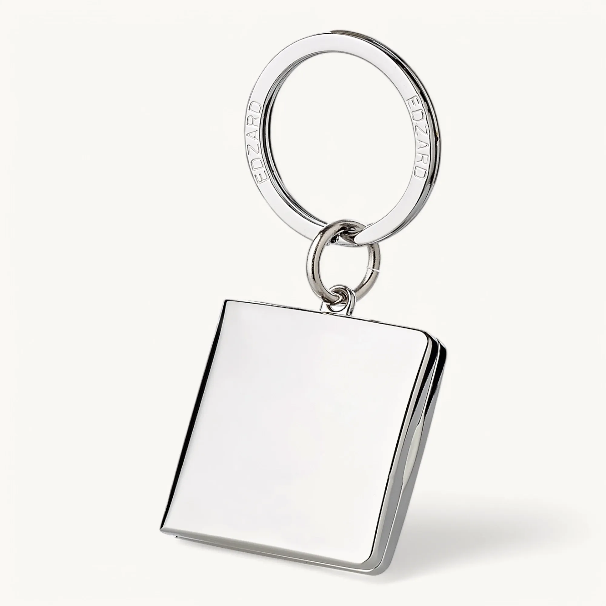 Schlüsselanhänger Quadro für 2 Fotos 3 x 3 cm, zum Aufklappen, edel versilbert, anlaufgeschützt