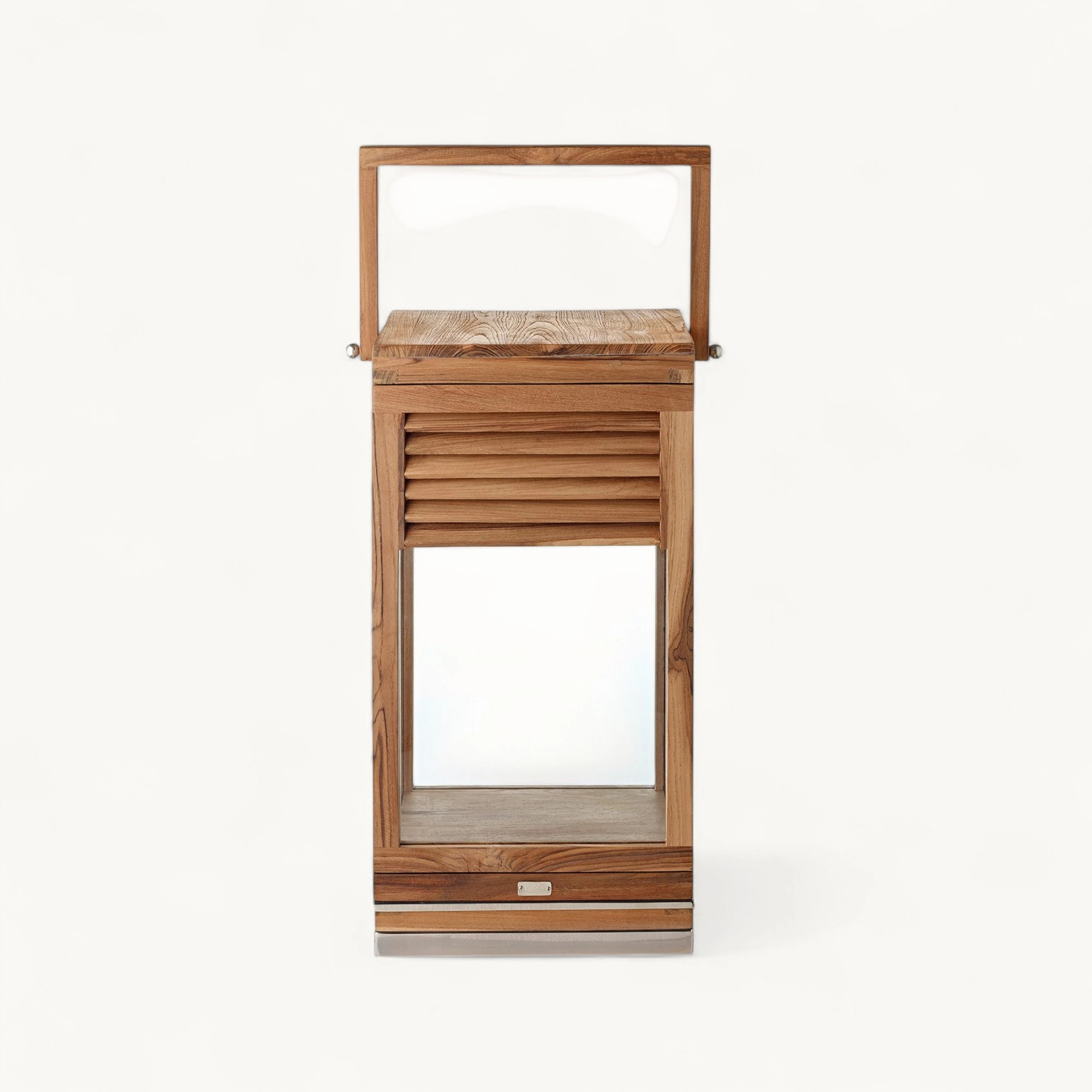 Laterne Vegas (Höhe 60 cm), edles Teakholz, Edelstahl, glänzend vernickelt Laterne Vegas (Höhe 60 cm), edles Teakholz, Edelstahl, glänzend vernickelt