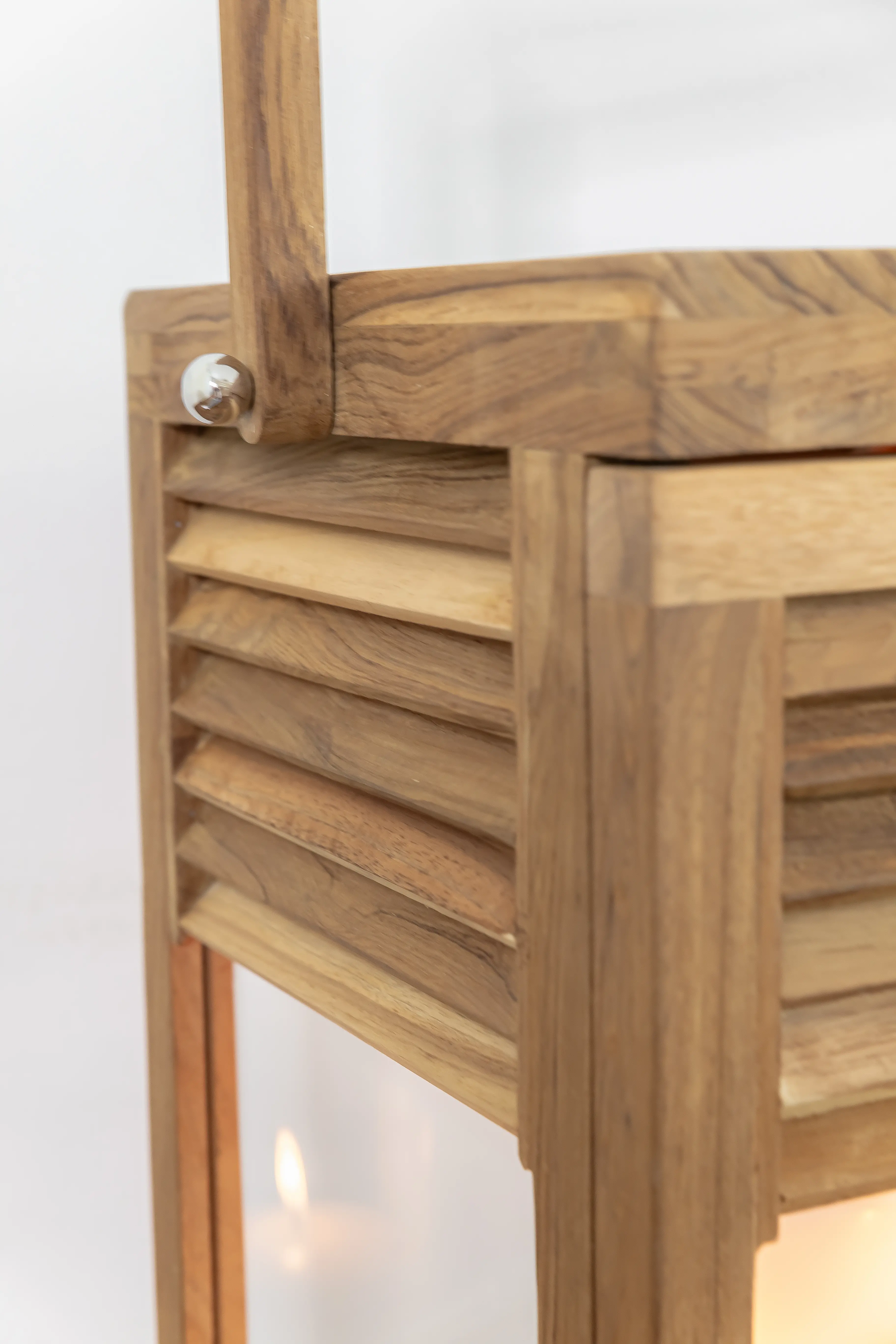 Laterne Vegas (Höhe 60 cm), edles Teakholz, Edelstahl, glänzend vernickelt