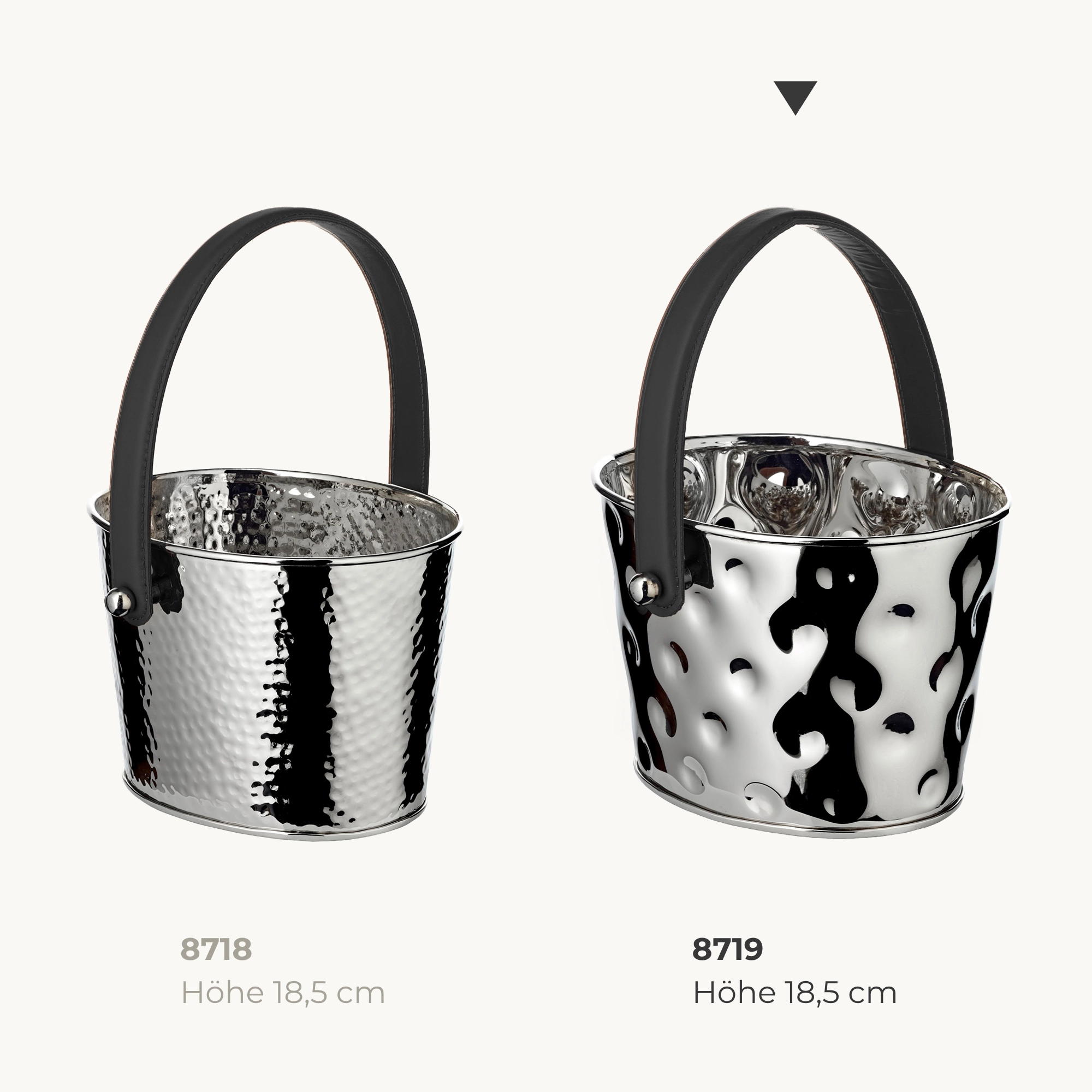 Sektkühler Gideon (23 x 18 cm, H 16 cm), gehämmert, Edelstahl, vernickelt