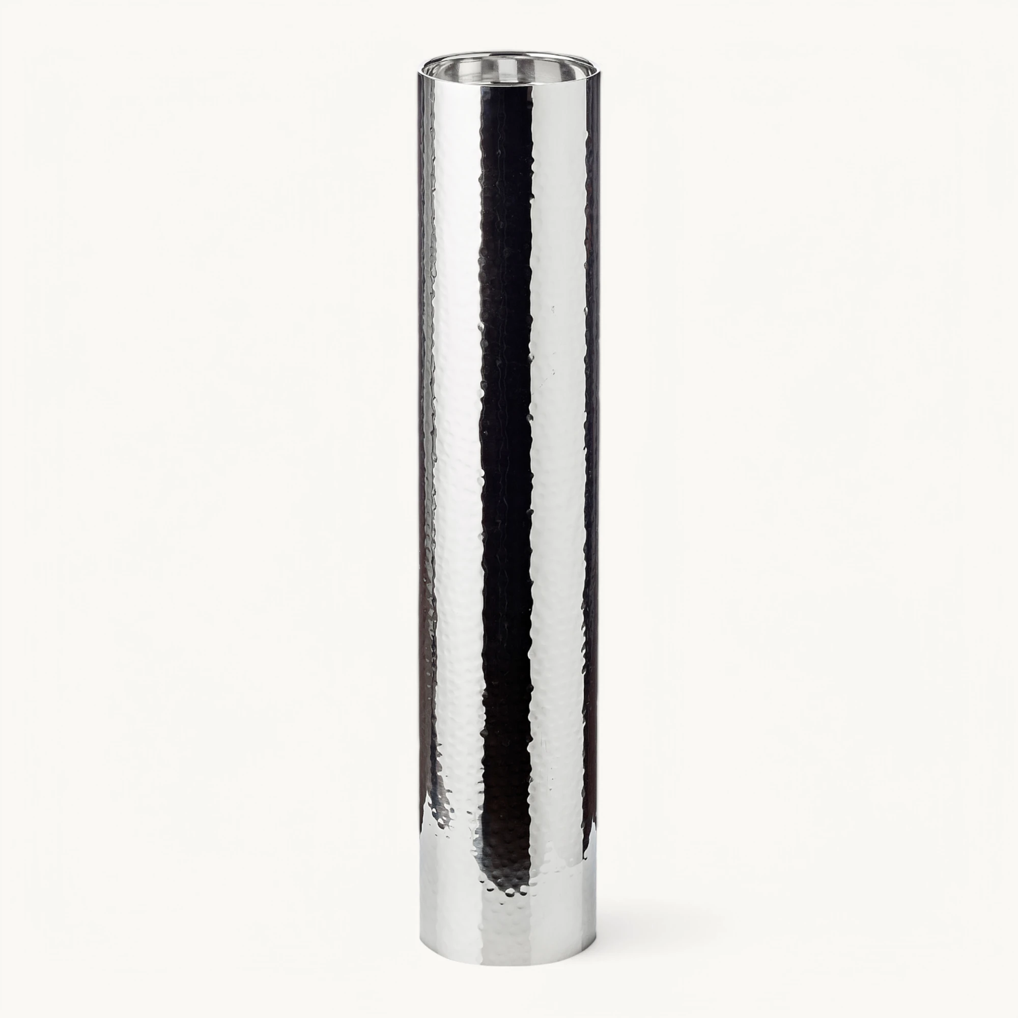 Kerzenständer Boston (Höhe 60,5 cm), silberfarben, gehämmert, glänzend, vernickelter Edelstahl
