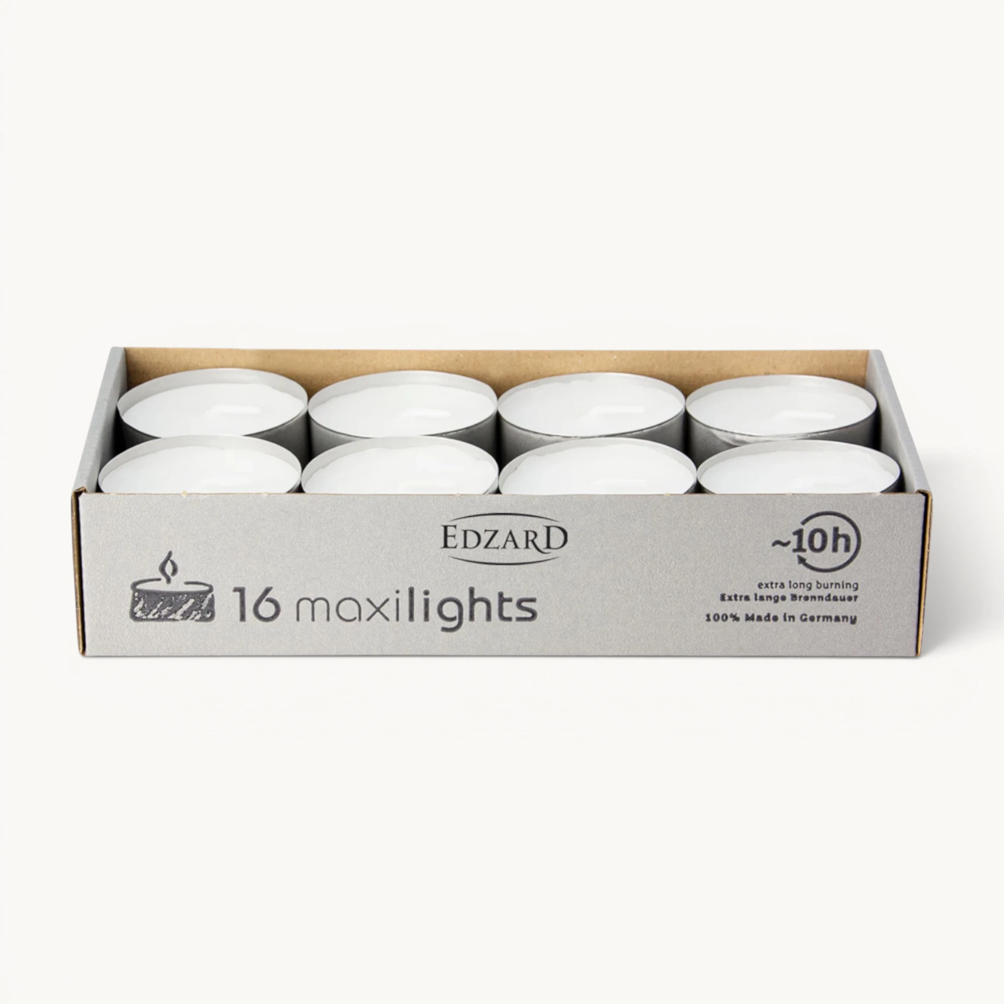 32 Maxi-Teelichter (ø 54 mm, Kunststoffhülle, weiß, ohne Duft, Brenndauer 10 Stunden)
