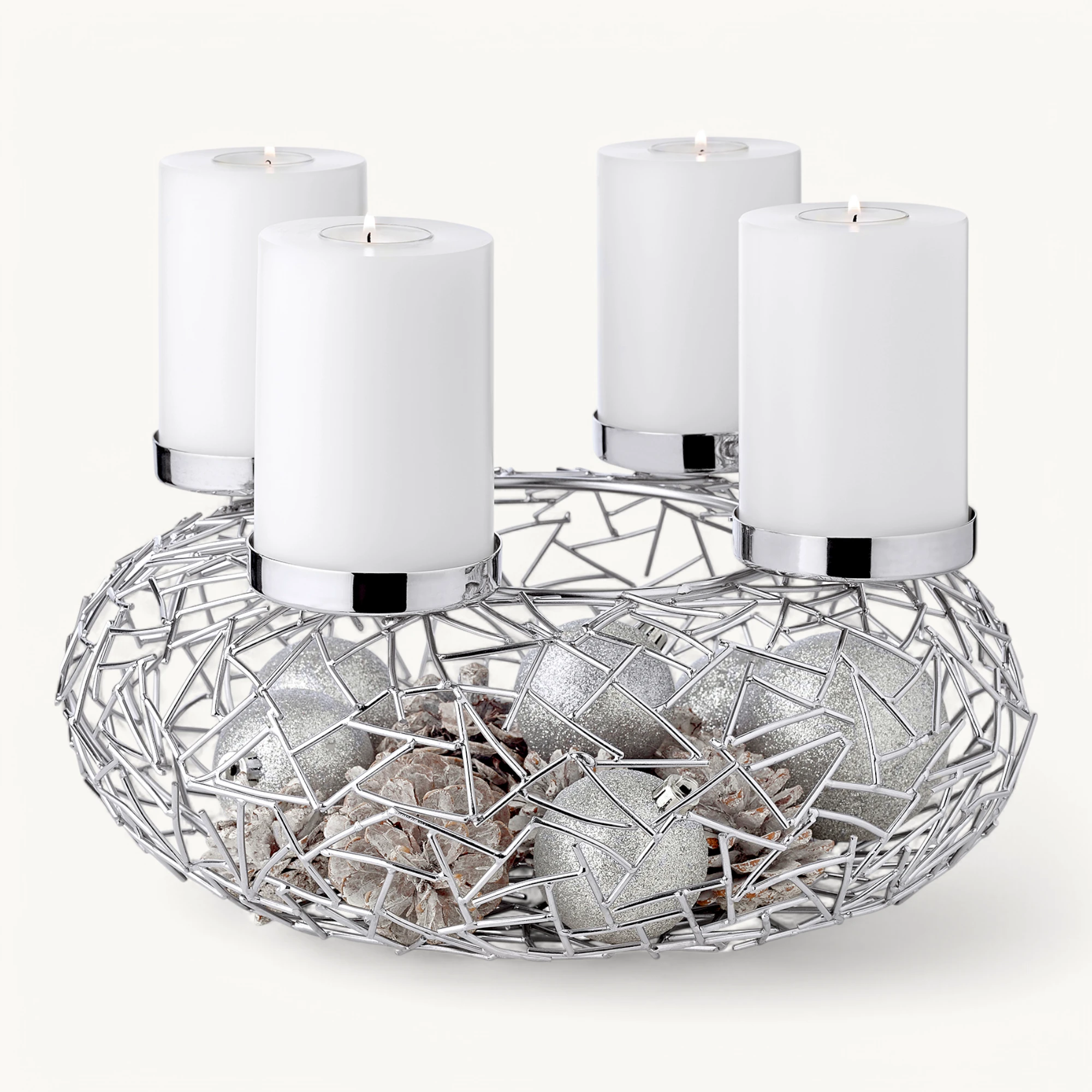 2. Wahl Adventskranz Milano, Edelstahl glänzend vernickelt, Durchmesser 34 cm