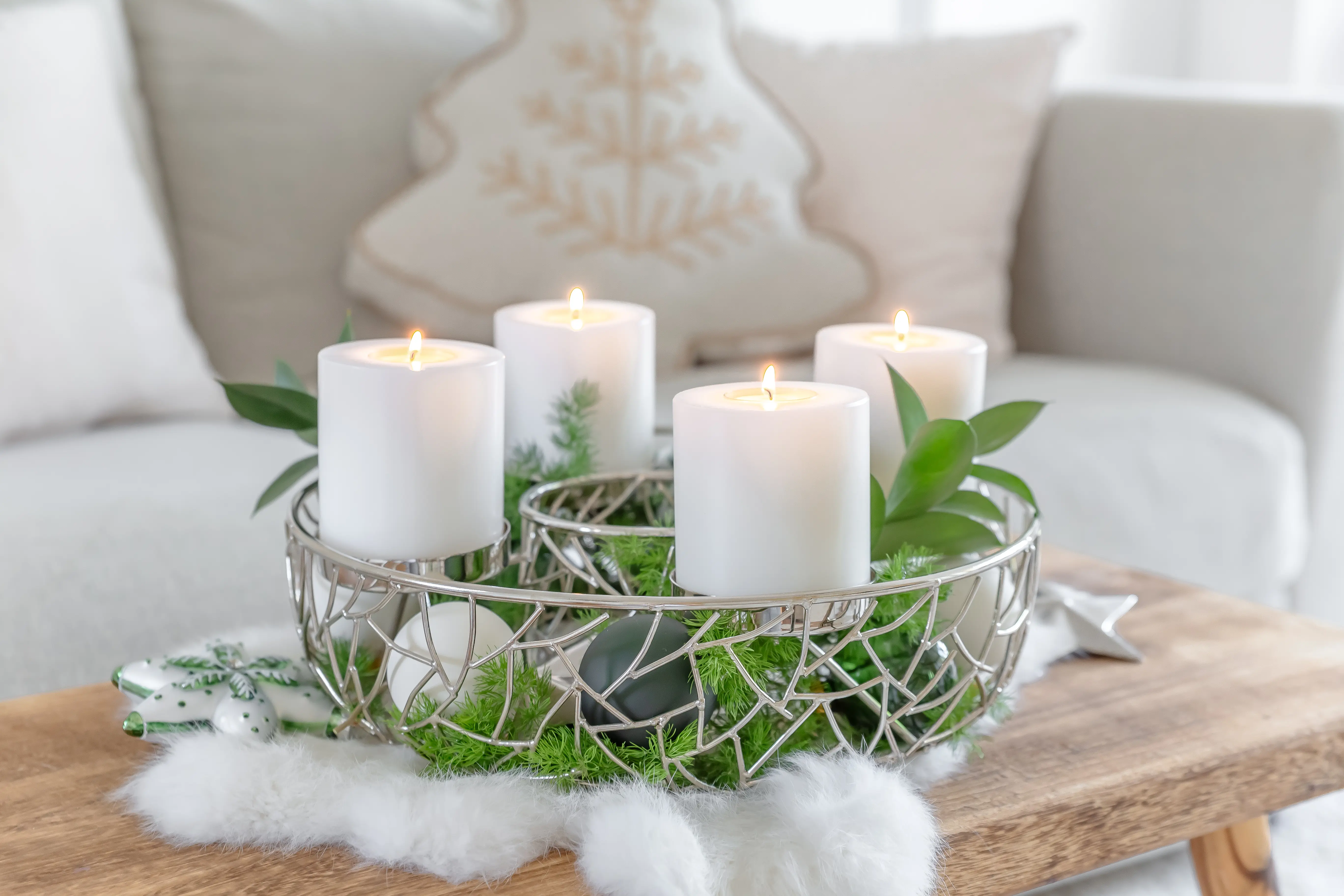 Adventskranz Milano (ø 34 cm), silberfarben, Edelstahl vernickelt