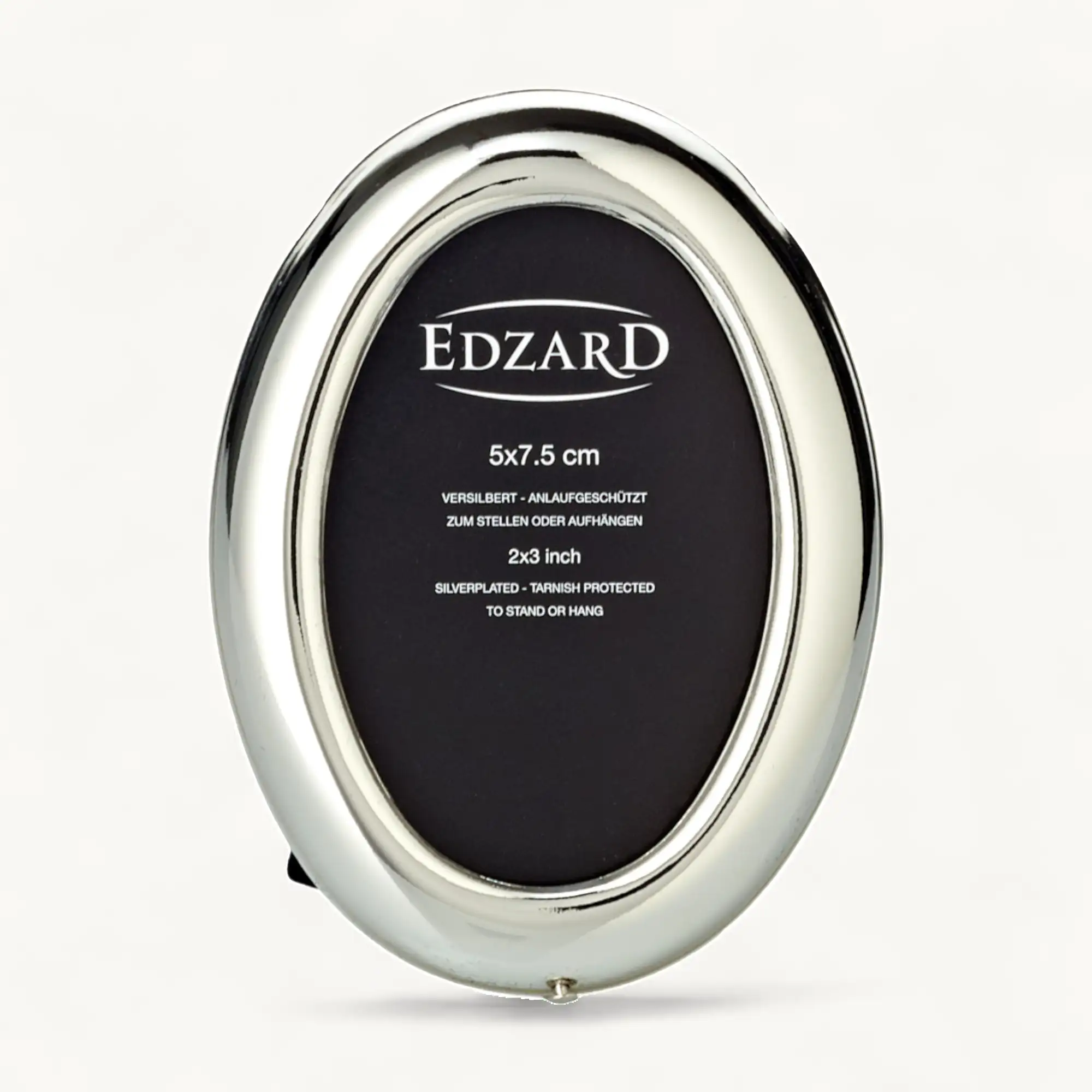 2er-Set Mini-Bilderrahmen Oval (5x7,5 cm), edel versilbert, anlaufgeschützt