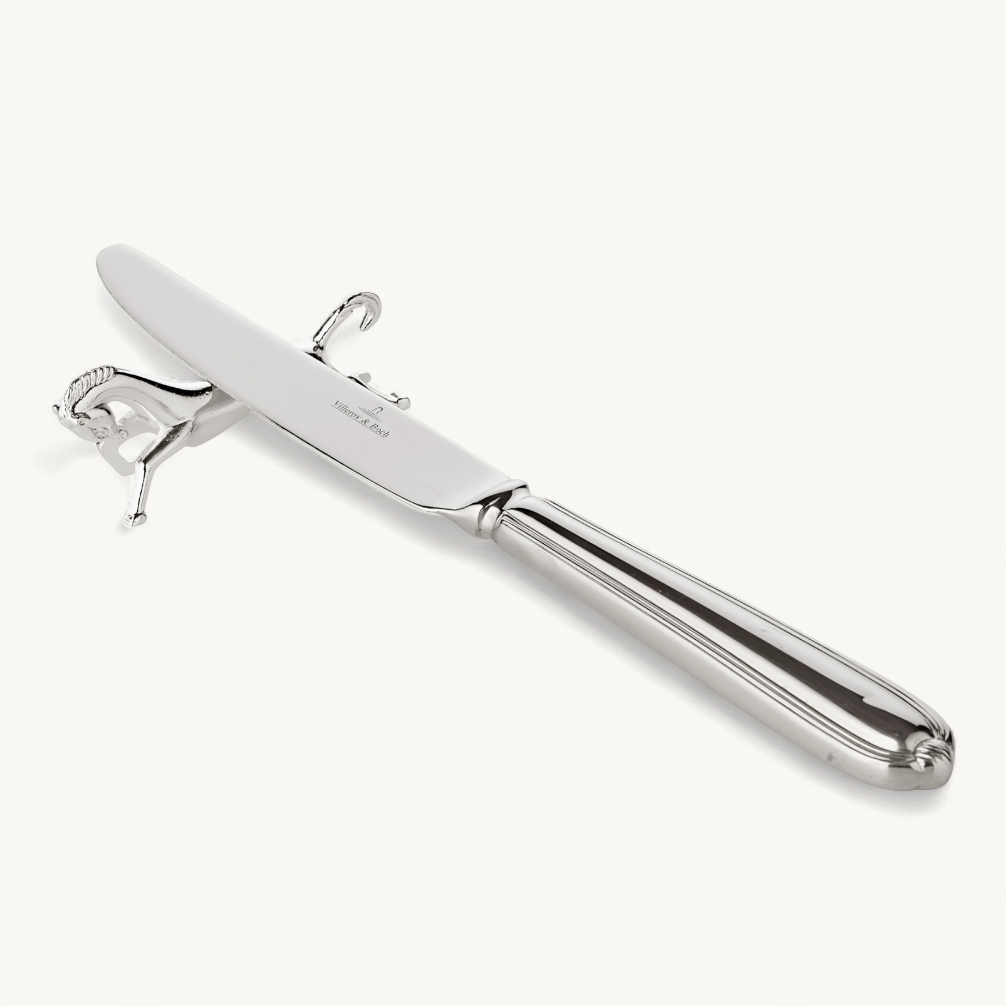 6er Set Messerbank Messerbänkchen Pferd, Länge 8 cm, edel versilbert, anlaufgeschützt