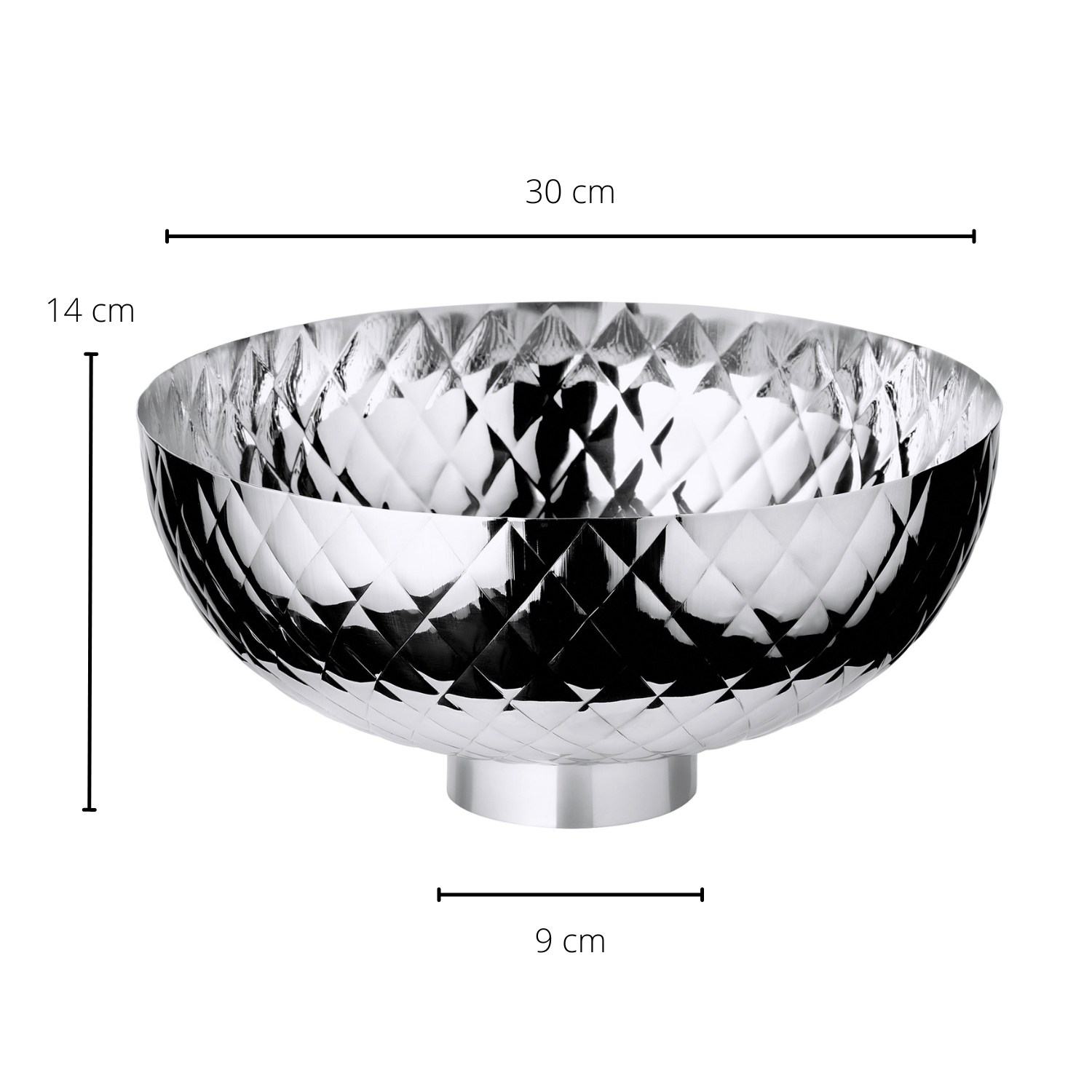 Schale Leonora (Durchmesser 30 cm, Höhe 14 cm), Edelstahl,hochglanzpoliert, gemustert