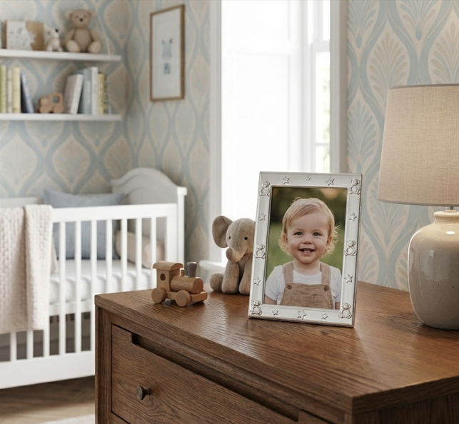 Kinder Bilderrahmen Paula (10x15 cm), edel versilbert, anlaufgeschützt, 2 Aufhänger