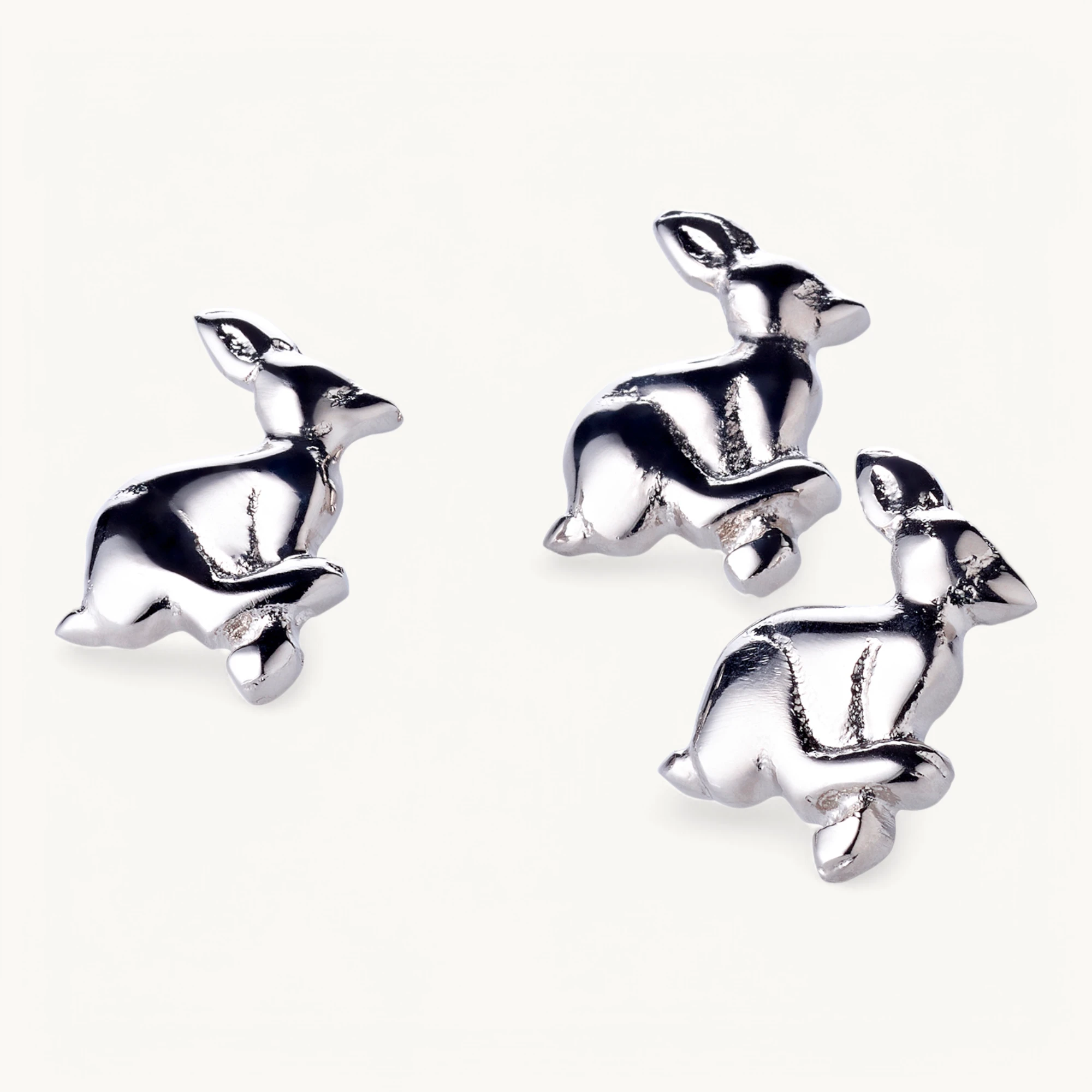 4er Set Kerzenpin Hase (Höhe 4 cm), Aluminium vernickelt