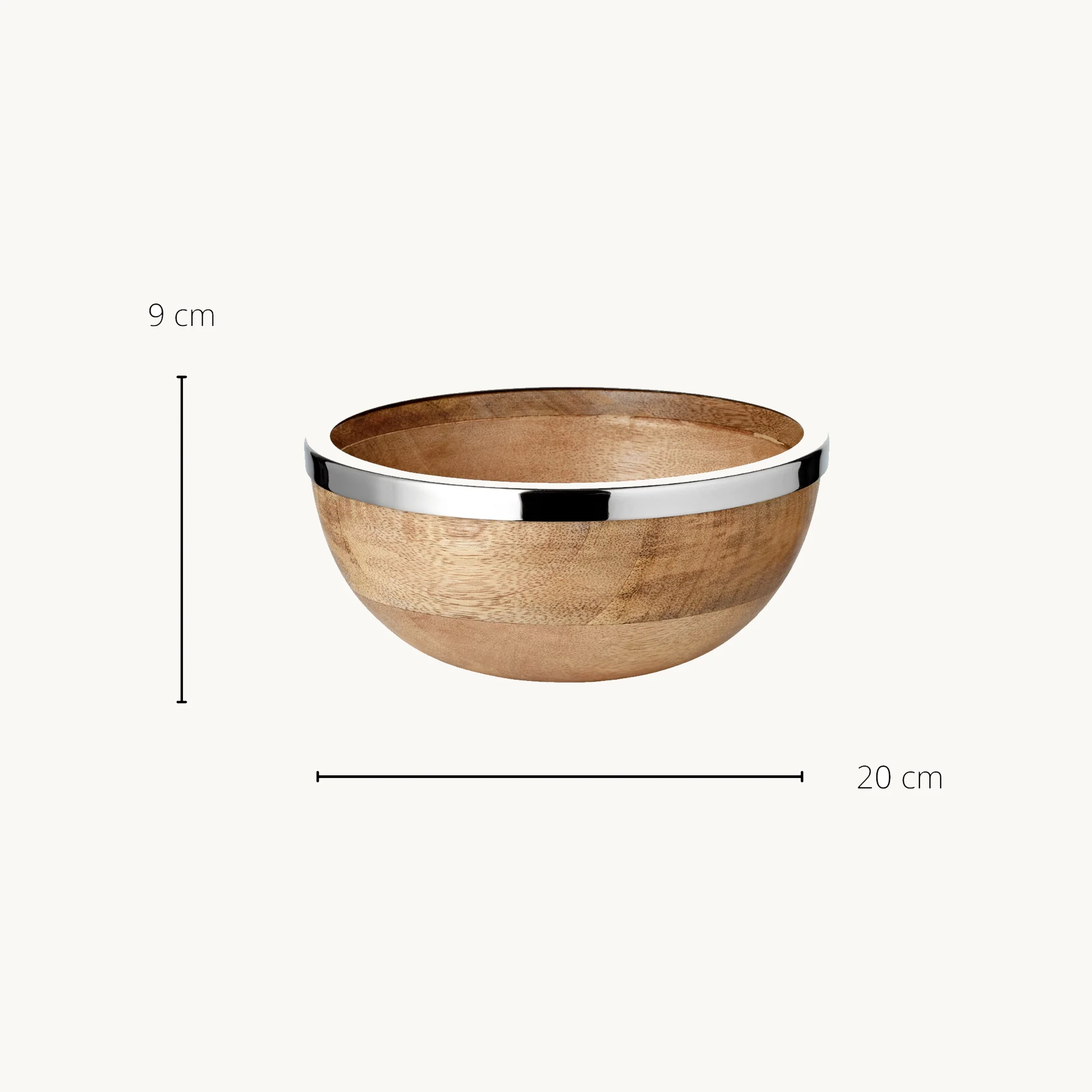 Schale Grace (Ø 20 cm), Mangoholz mit Edelstahlrand