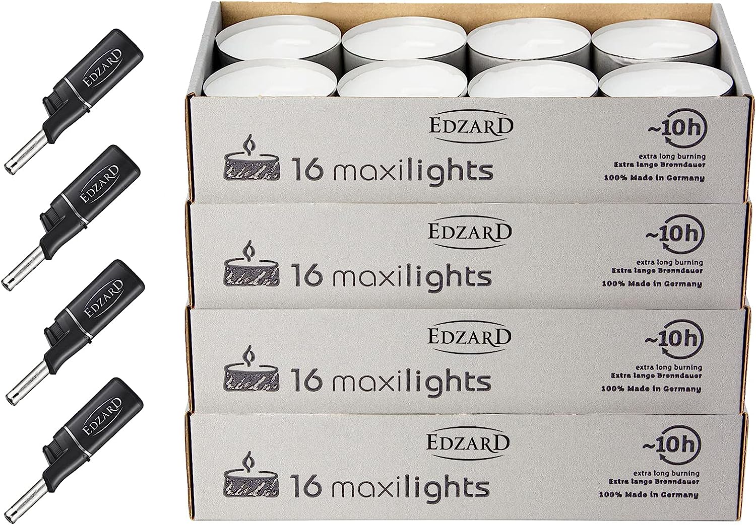 64 Stück Maxilights Maxi-Teelichter, Aluminiumhülle | EDZARD