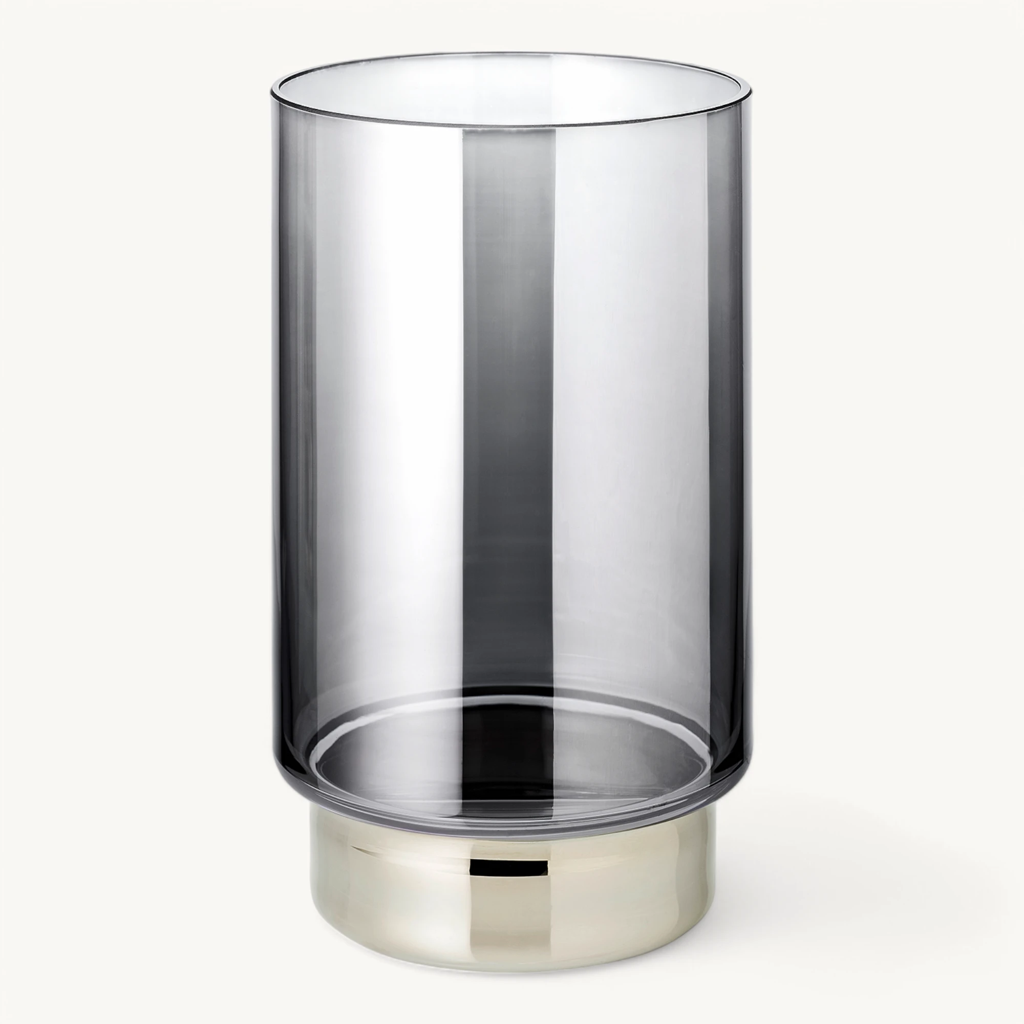SALE Windlicht Isla (Höhe 21 cm), dunkles Kristallglas mit Platinrand