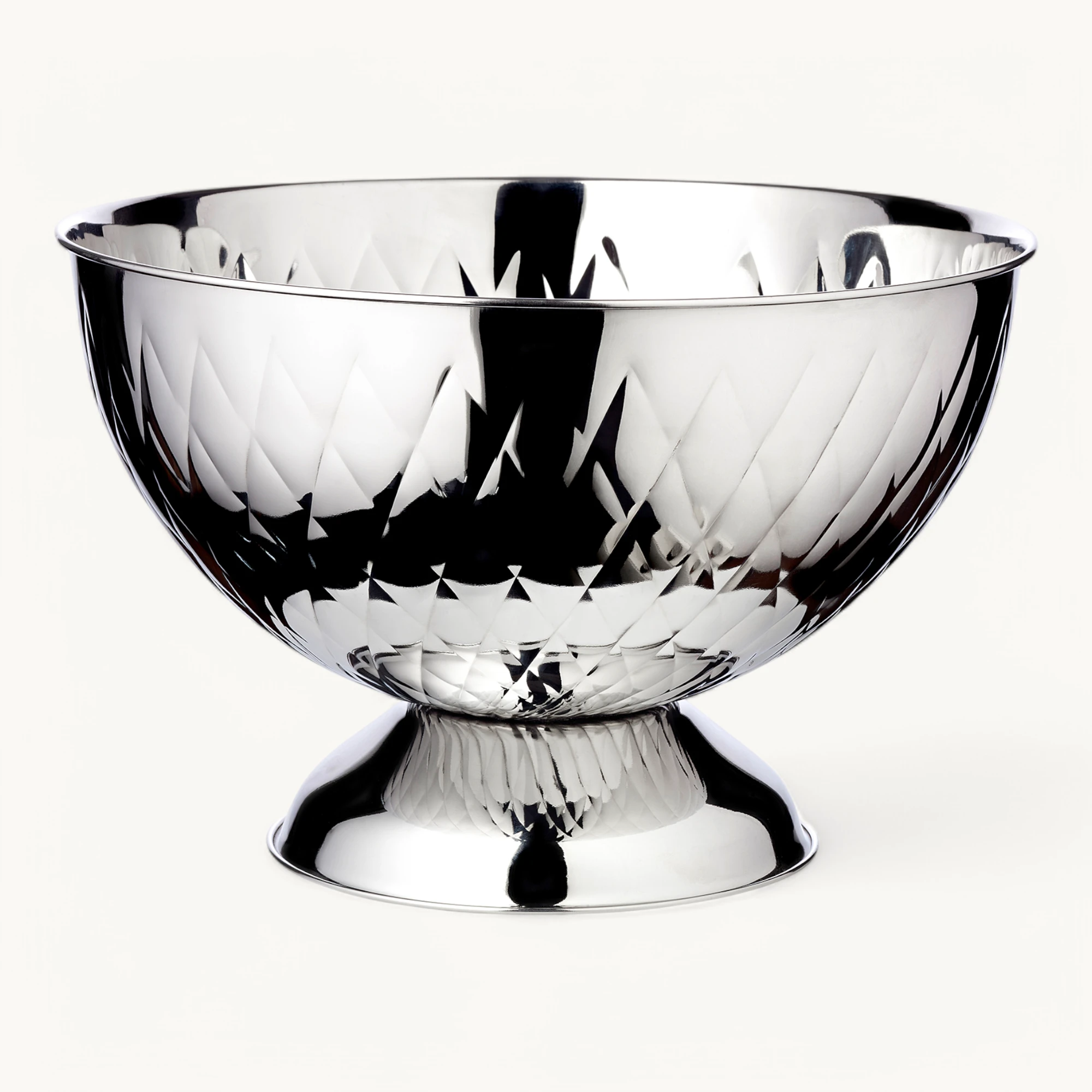 Champagner Schale Ponza (Durchmesser 32 cm, H 25 cm) Edelstahl hochglanzpoliert, gemustert, mit Fuß