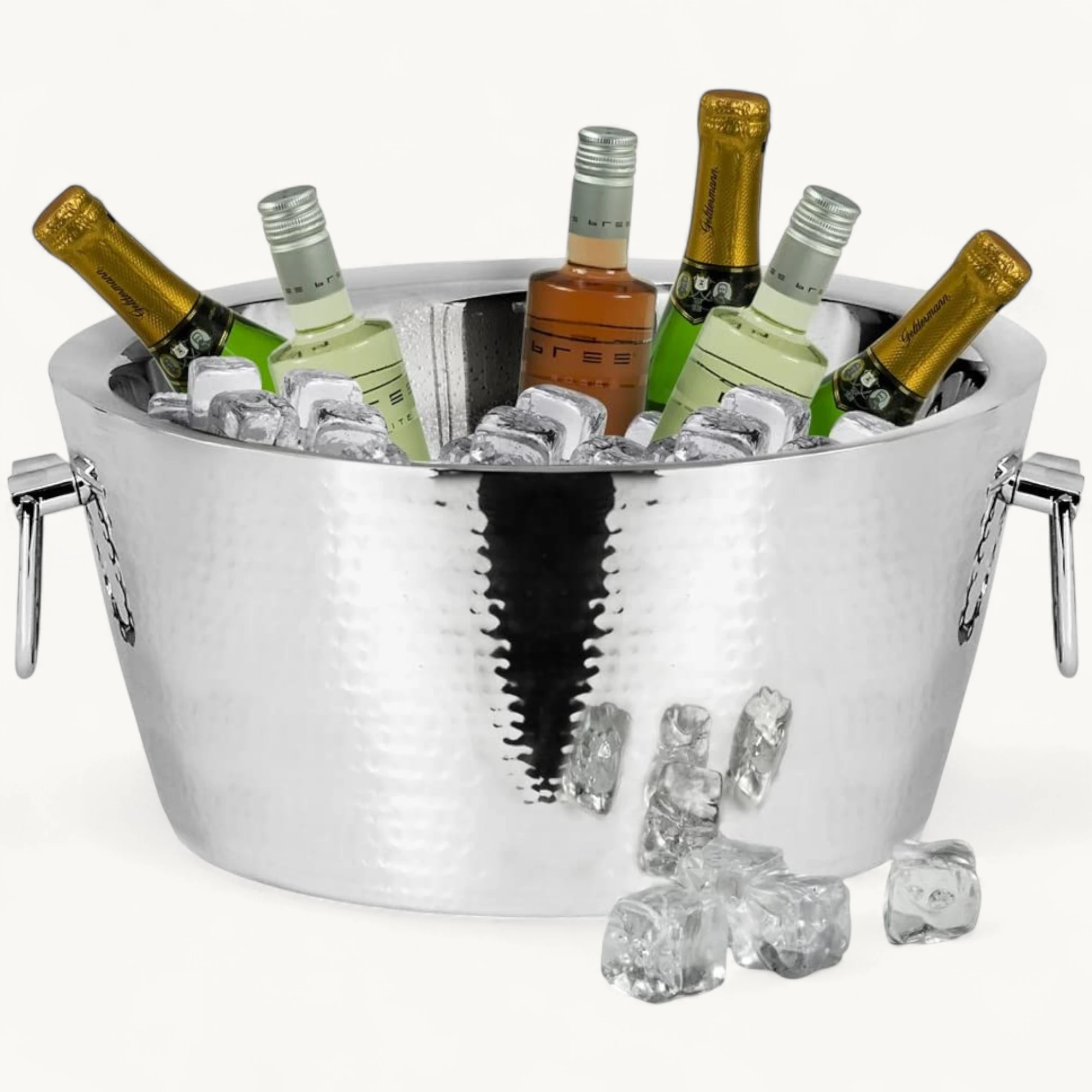 Flaschenkühler Ontario (Höhe 18 cm,  Ø 38 cm), mit Griffen, gehämmert, Edelstahl, hochglanzpoliert Flaschenkühler Ontario (Höhe 18 cm,  Ø 38 cm), mit Griffen, gehämmert, Edelstahl, hochglanzpoliert