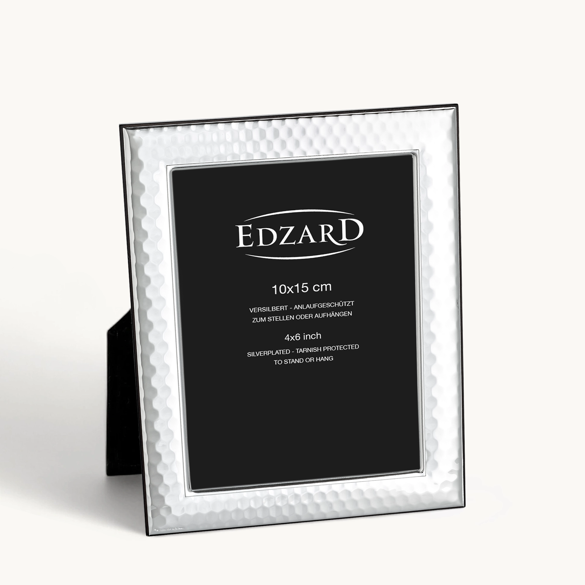 Fotorahmen Casalini (10x15 cm), edel versilbert, anlaufgeschützt, mit Holzdekor-Rücken