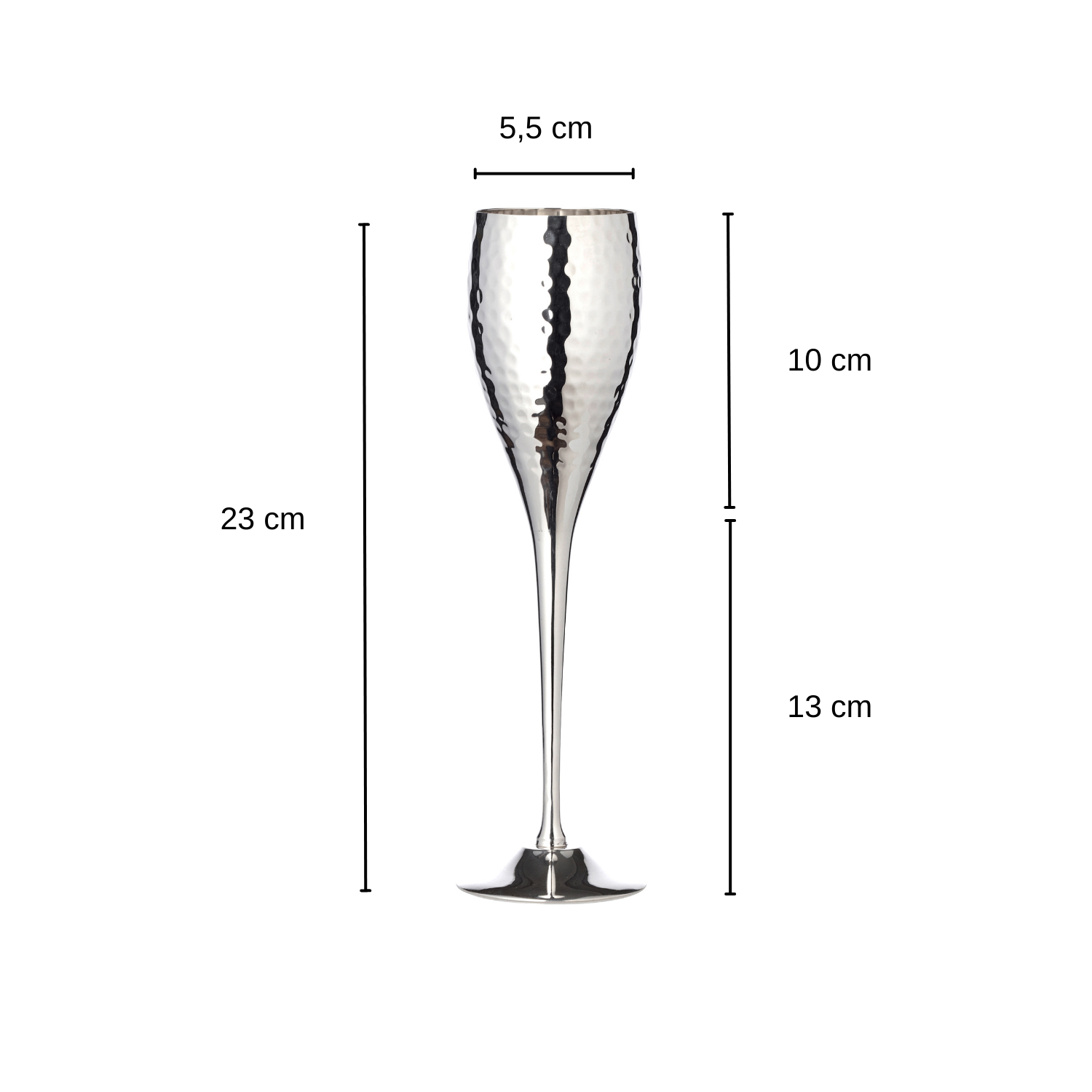 2er-Set Sektkelch Dodo (Höhe 23 cm, Füllmenge 200 ml), gehämmert, edel versilbert