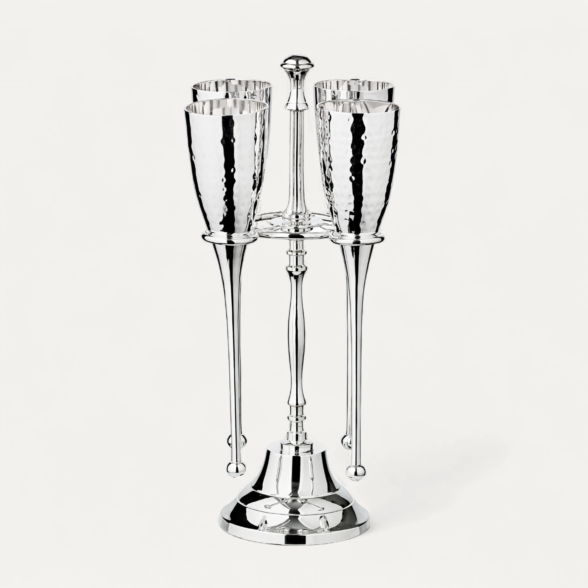 4er-Set Sektkelch Didi (Höhe 23 cm, Füllmenge 200 ml), gehämmert, edel versilbert