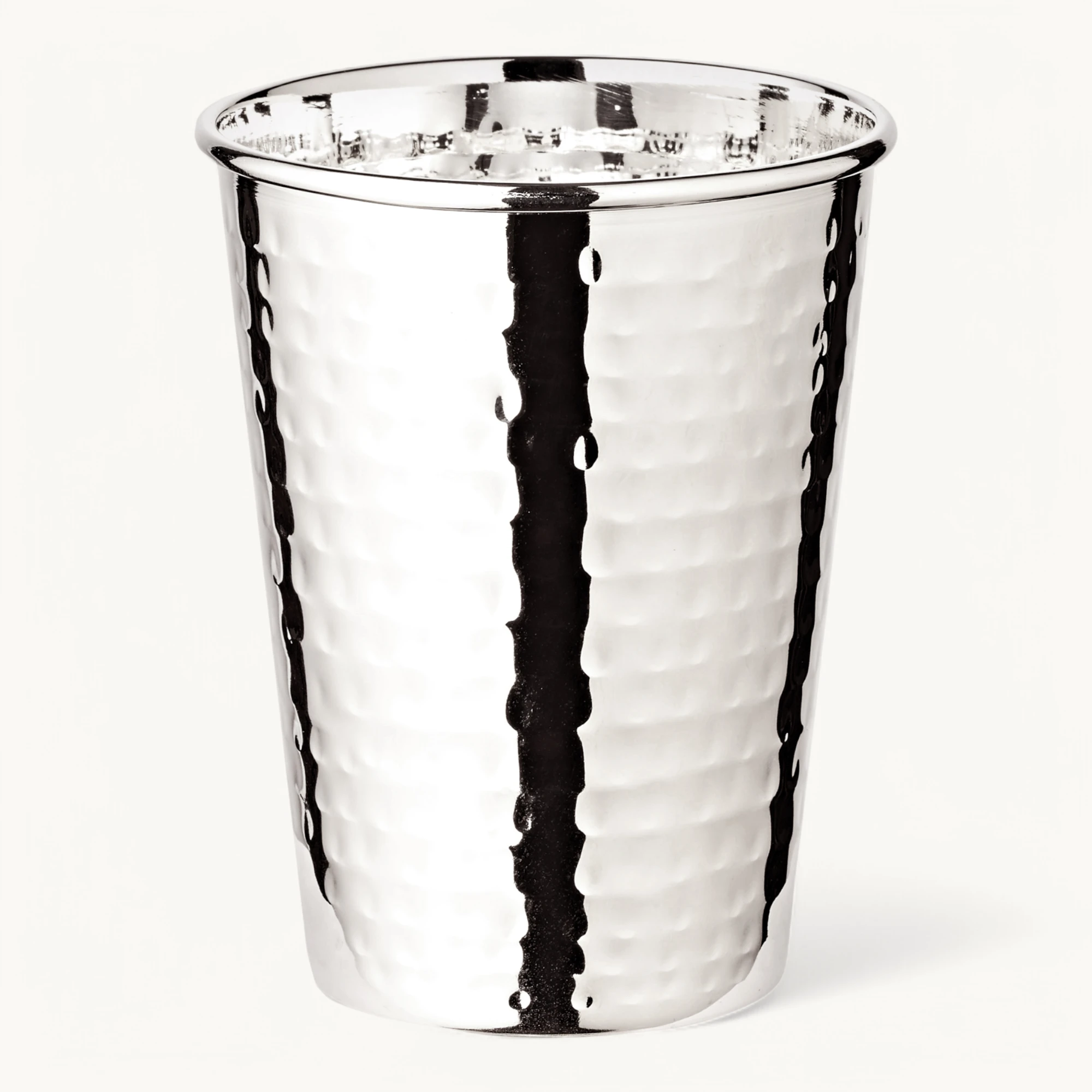 4er-Set Trinkbecher Mido (Höhe 10 cm, Füllmenge 250 ml), gehämmert, edel versilbert