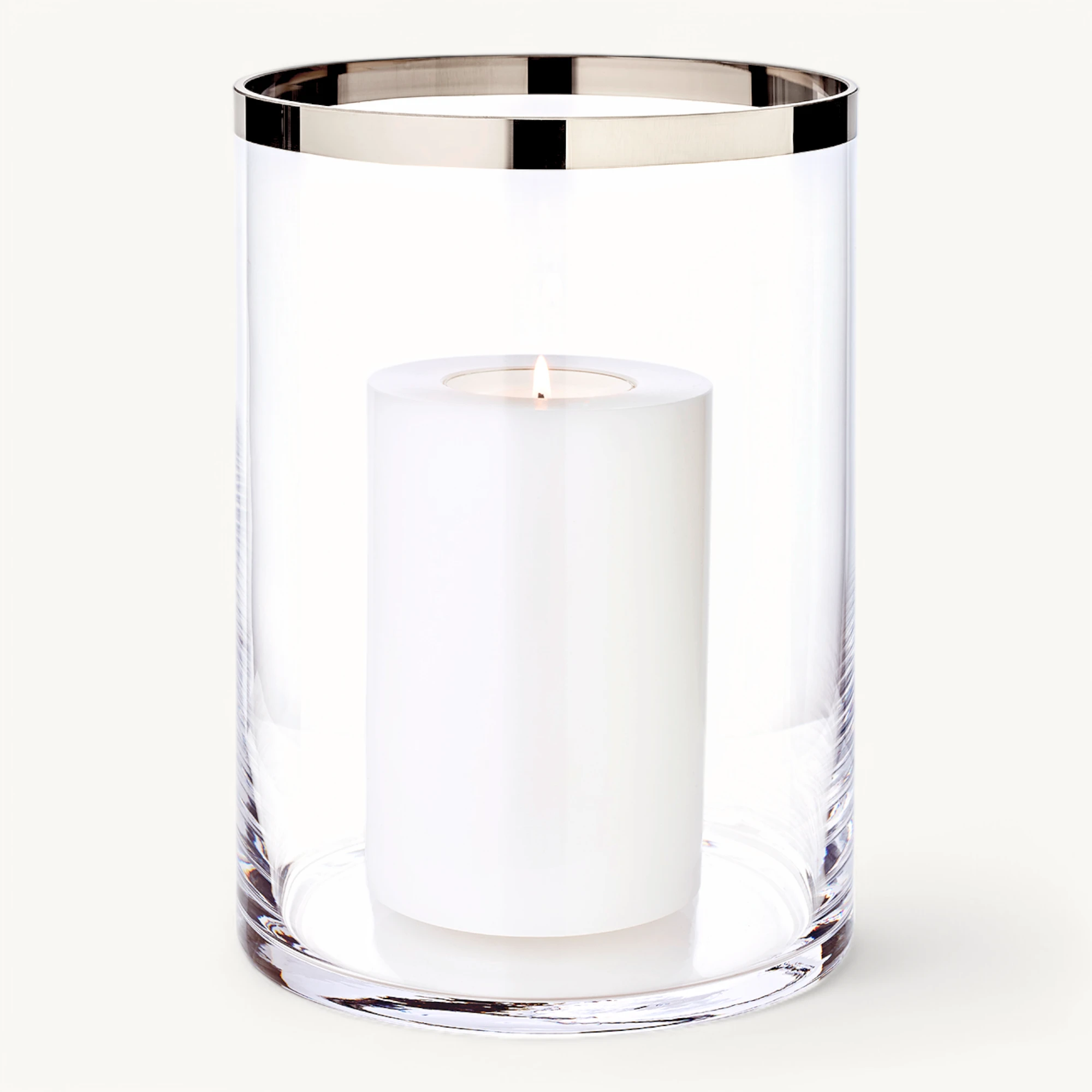 Windlicht Molly (Höhe 25 cm), mundgeblasenes Kristallglas mit Platinrand