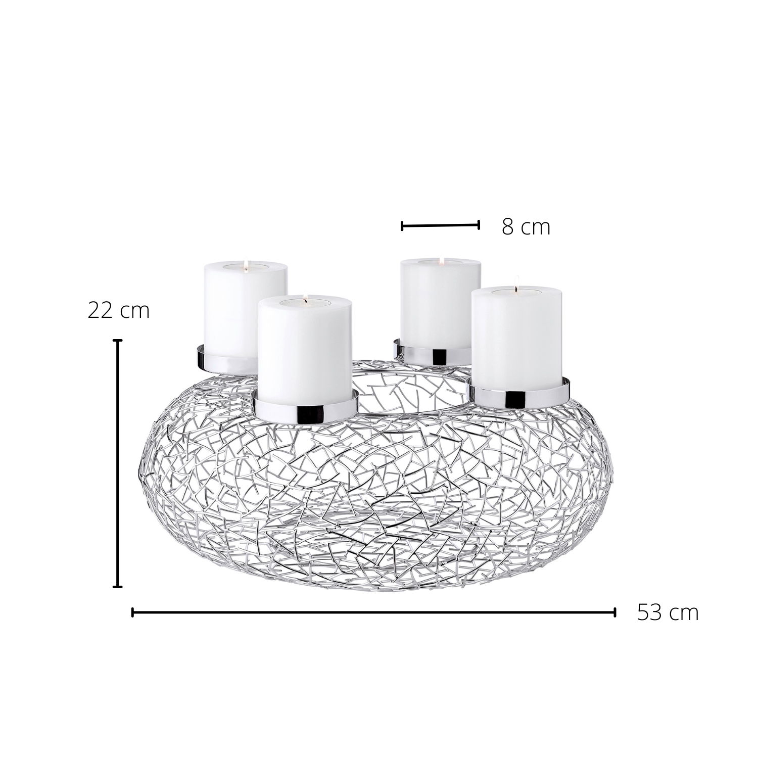 Adventskranz Milano (ø 53 cm), silberfarben, glänzend, Edelstahl vernickelt