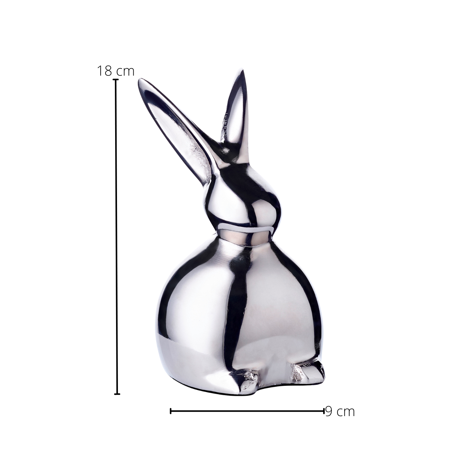 Dekofigur Hase Louis (Höhe 18 cm) Aluminium vernickelt