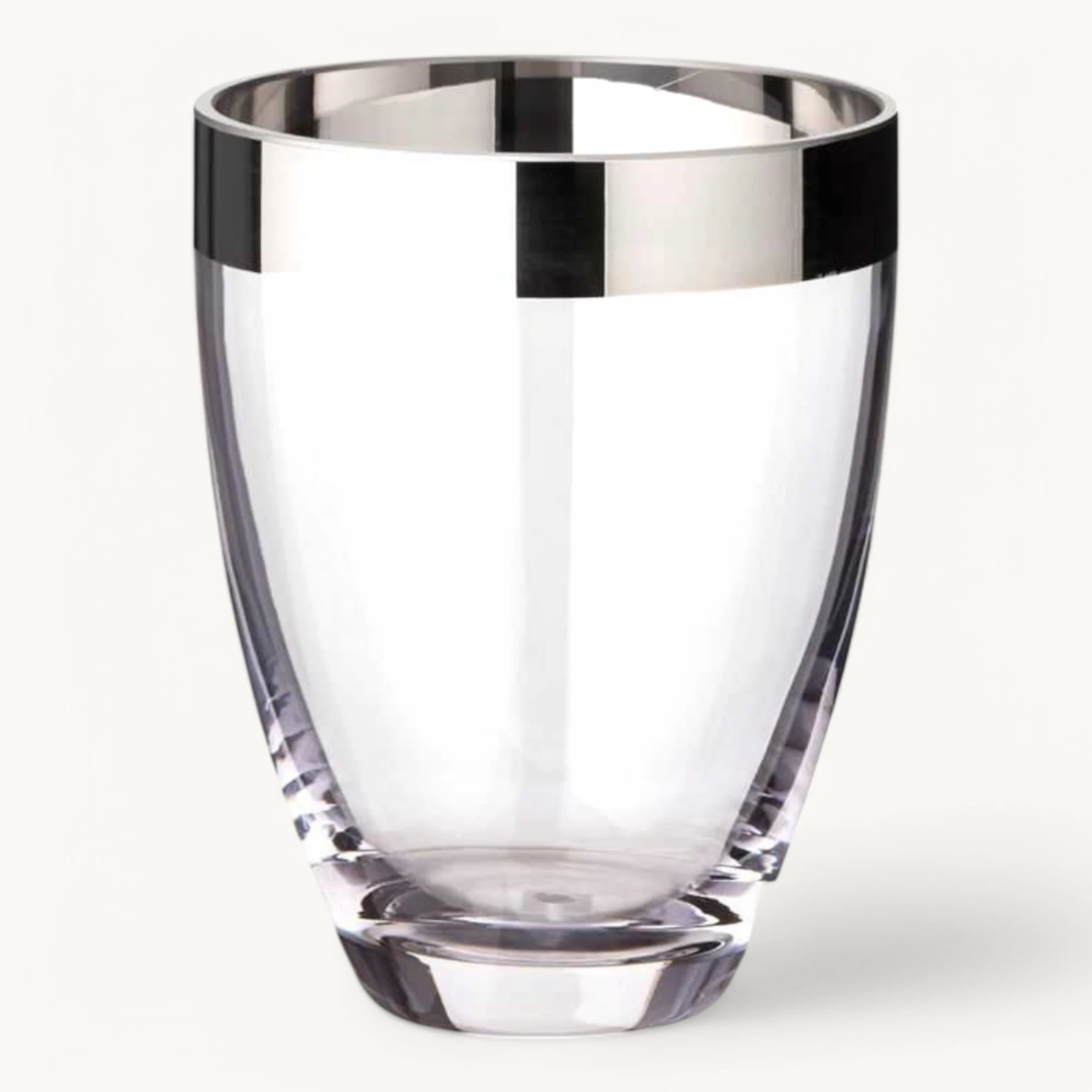Vase Charlotte (Höhe 16 cm, Ø 12 cm), mundgeblasenes Kristallglas mit Platinrand