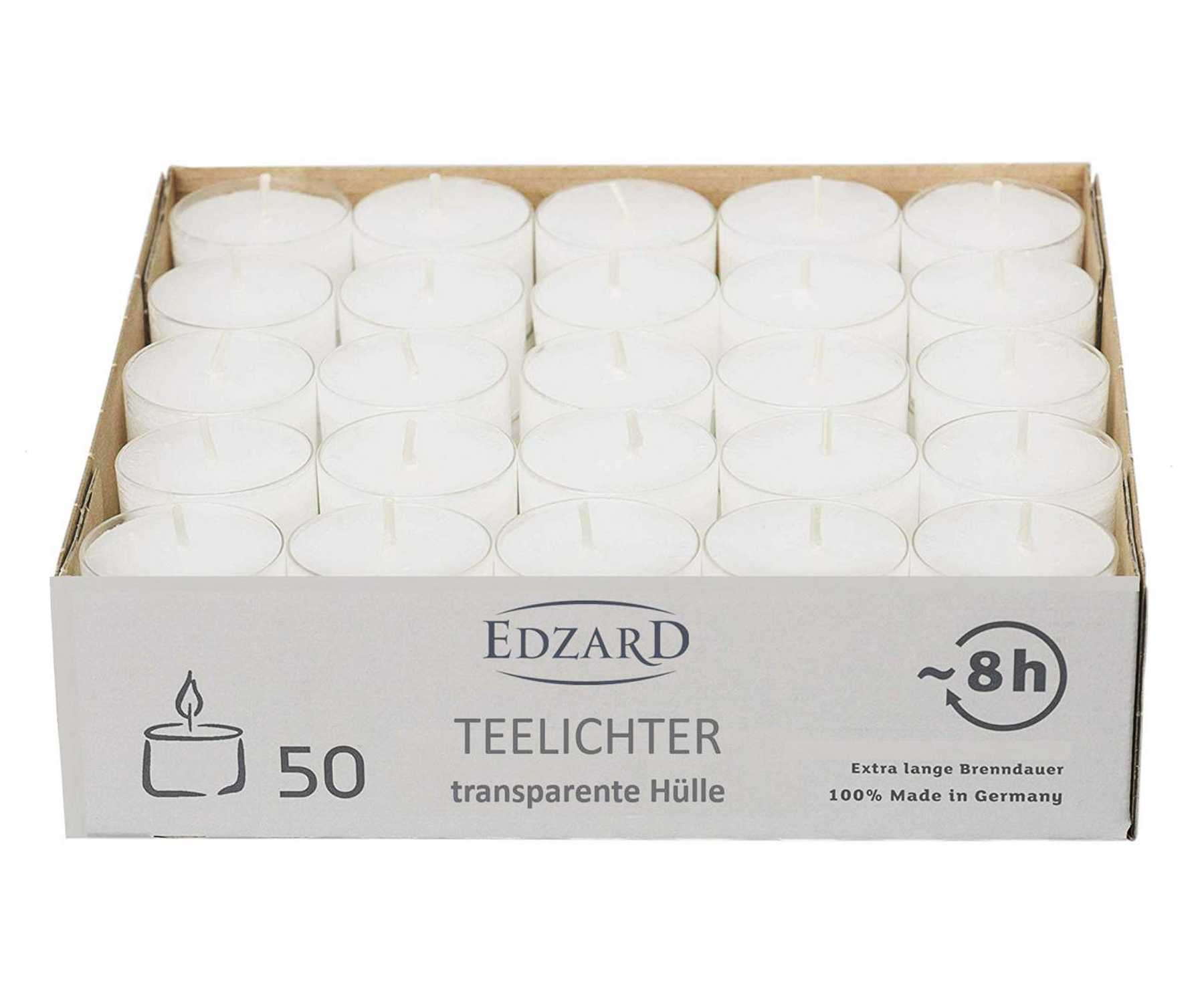 200 Stück Nightlights Teelichter, weiß, transparente Kunststoffhülle, inkl. 3 Mini-Stabfeuerzeuge