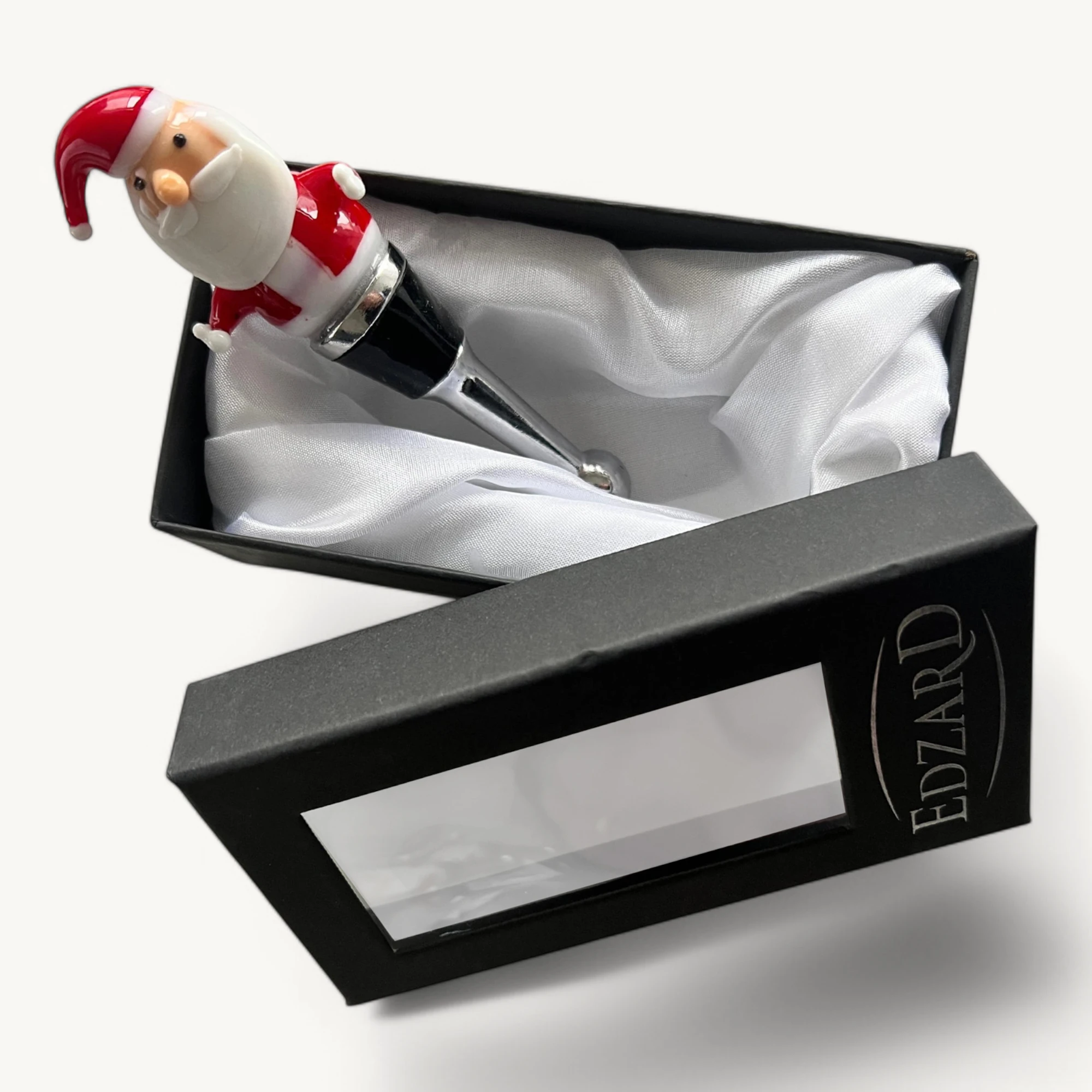 Flaschenverschluss Santa (Höhe 11 cm) für Champagner, Wein und Sekt, Muranoglas-Art, Handarbeit