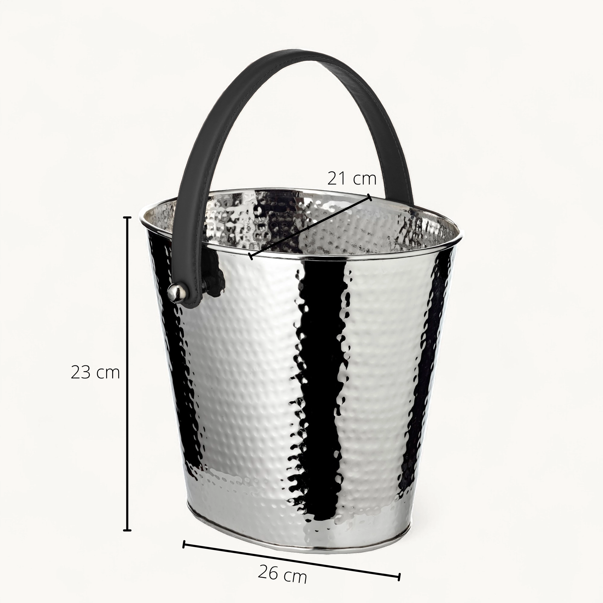 Sektkühler Gavin (26 x 21 cm, H 23 cm), gehämmert, Edelstahl, vernickelt