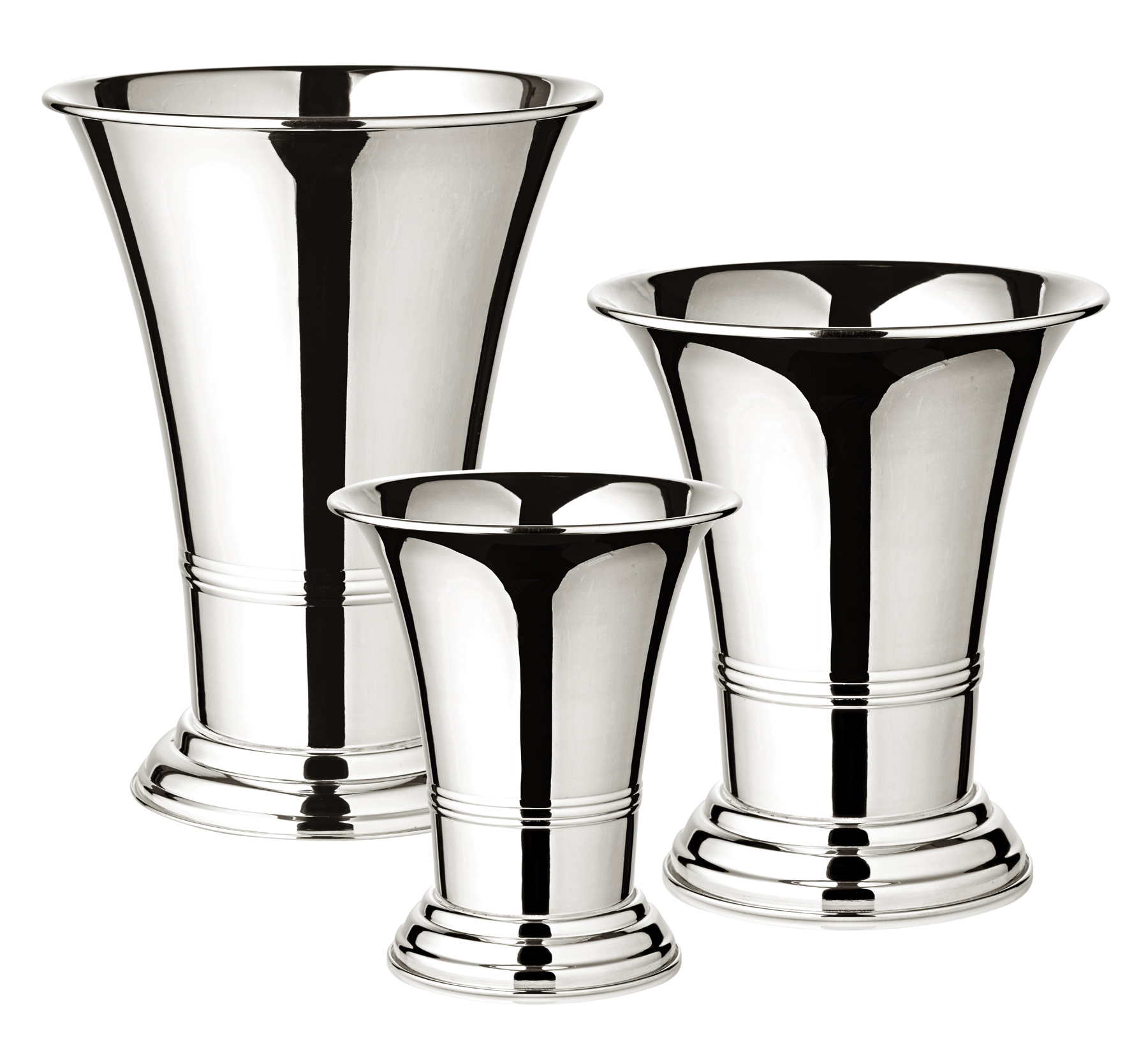 2. Wahl Blumentopf Blumenübertopf Vase Tromba schwerversilbert, Höhe 20 cm, ø 17 cm
