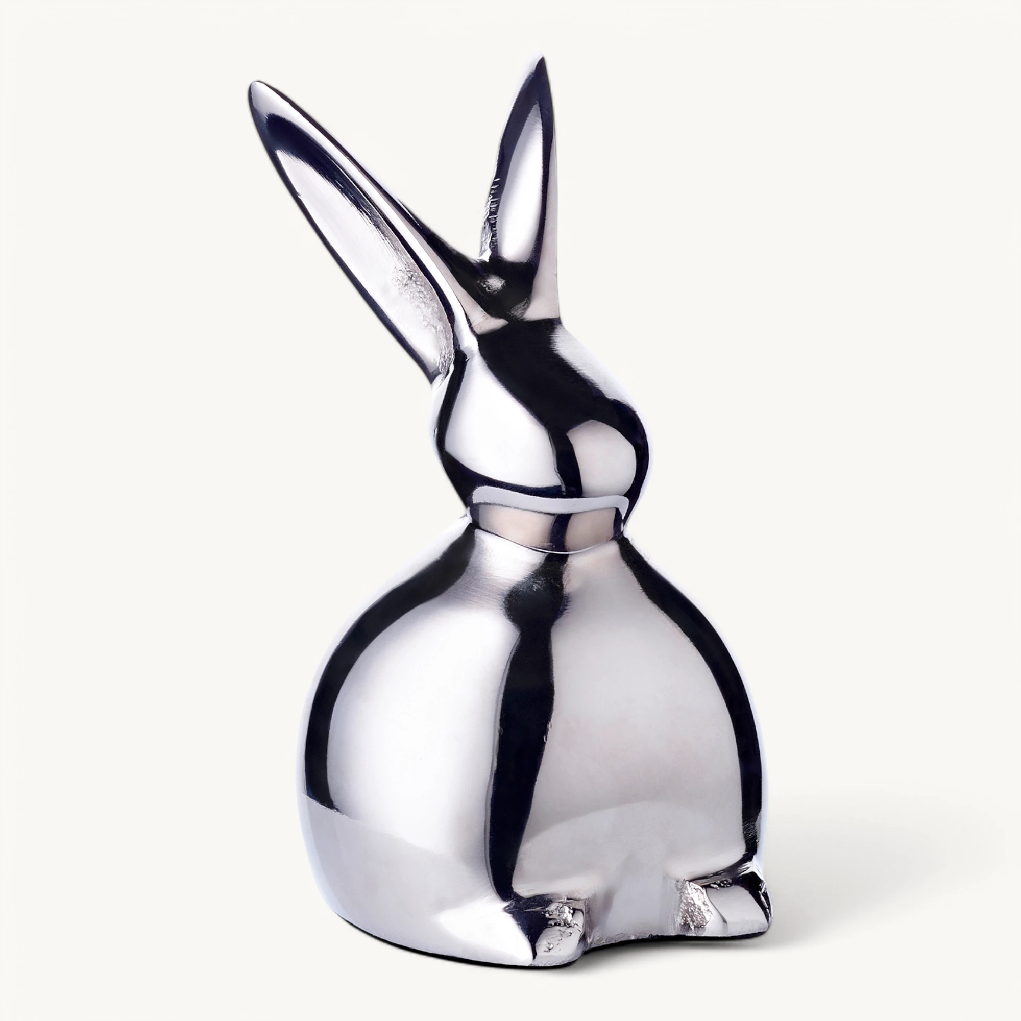 Dekofigur Hase Louis (Höhe 18 cm) Aluminium vernickelt