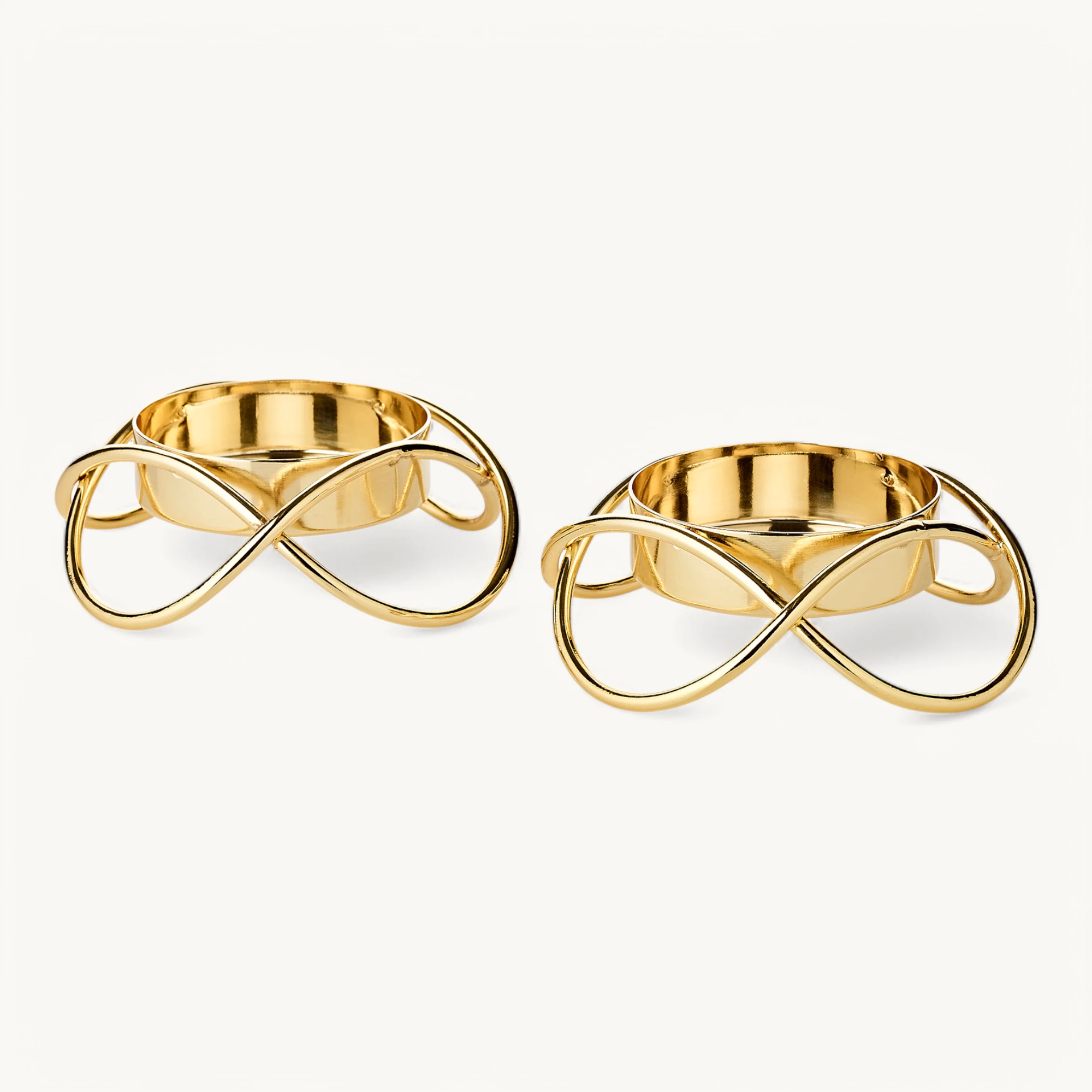 2er-Set Kerzenhalter Bastia (Höhe 3 cm, ø 10,5 cm), goldfarben, vernickelt, für Stumpenkerzen ø 6 cm