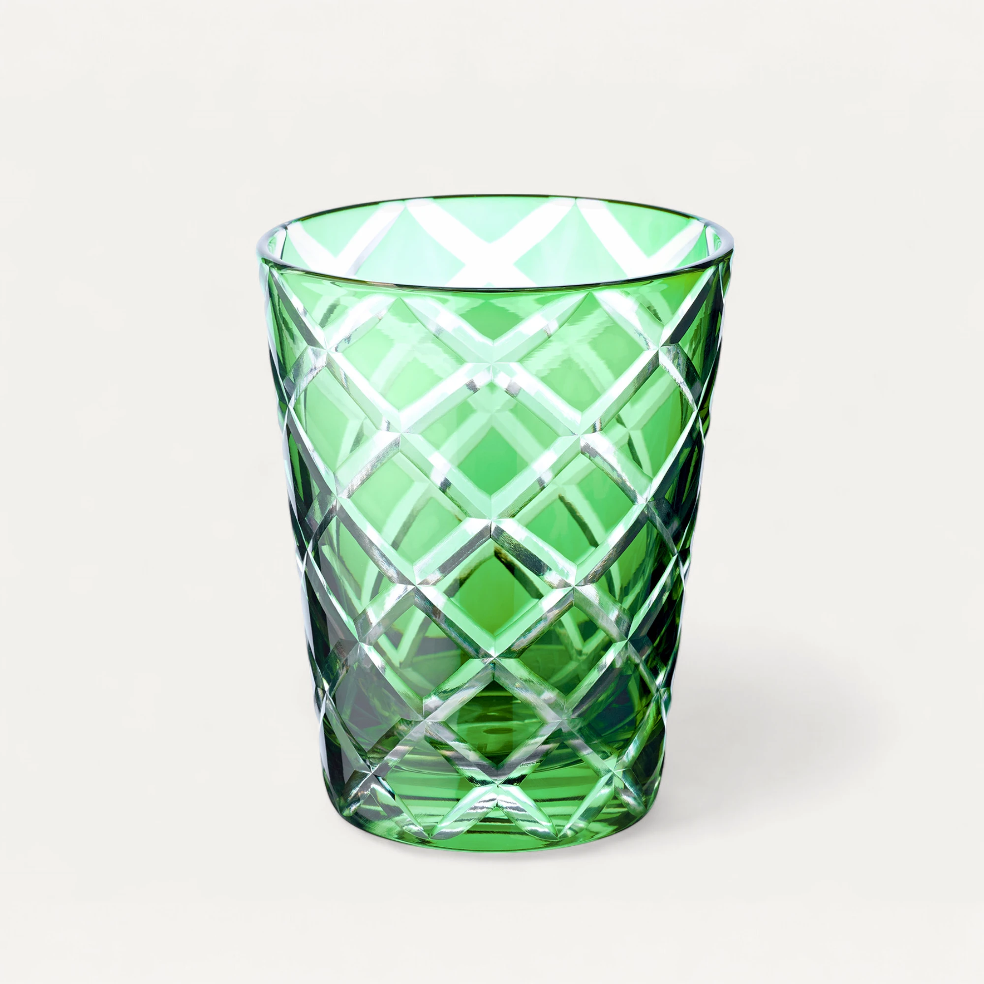 4er Set Kristallgläser Dio, grün, handgeschliffenes Glas, Höhe 10 cm