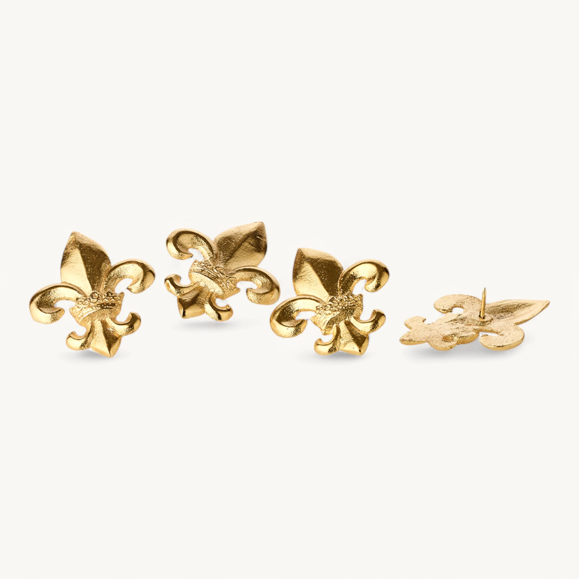 4er-Set Kerzenpin Lilie (Höhe 6,5 cm), goldfarben, Aluminium vernickelt