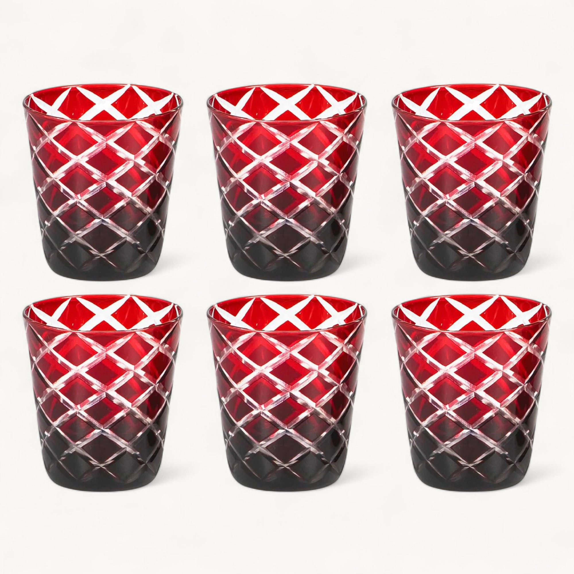 6er-Set Kristallgläser Dio (Höhe 10 cm, Füllmenge 230 ml), rubinrot, handgeschliffenes Glas