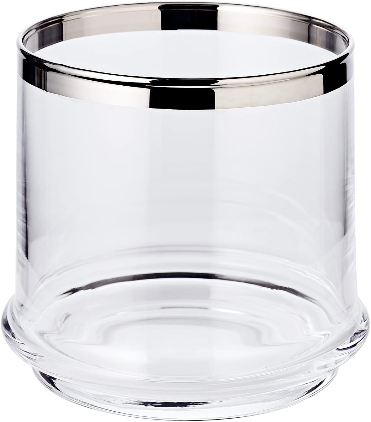 Glasdose Lia (Höhe 16,5 cm, Ø 14 cm) mit Deckel, mundgeblasenes Kristallglas mit Platinrand