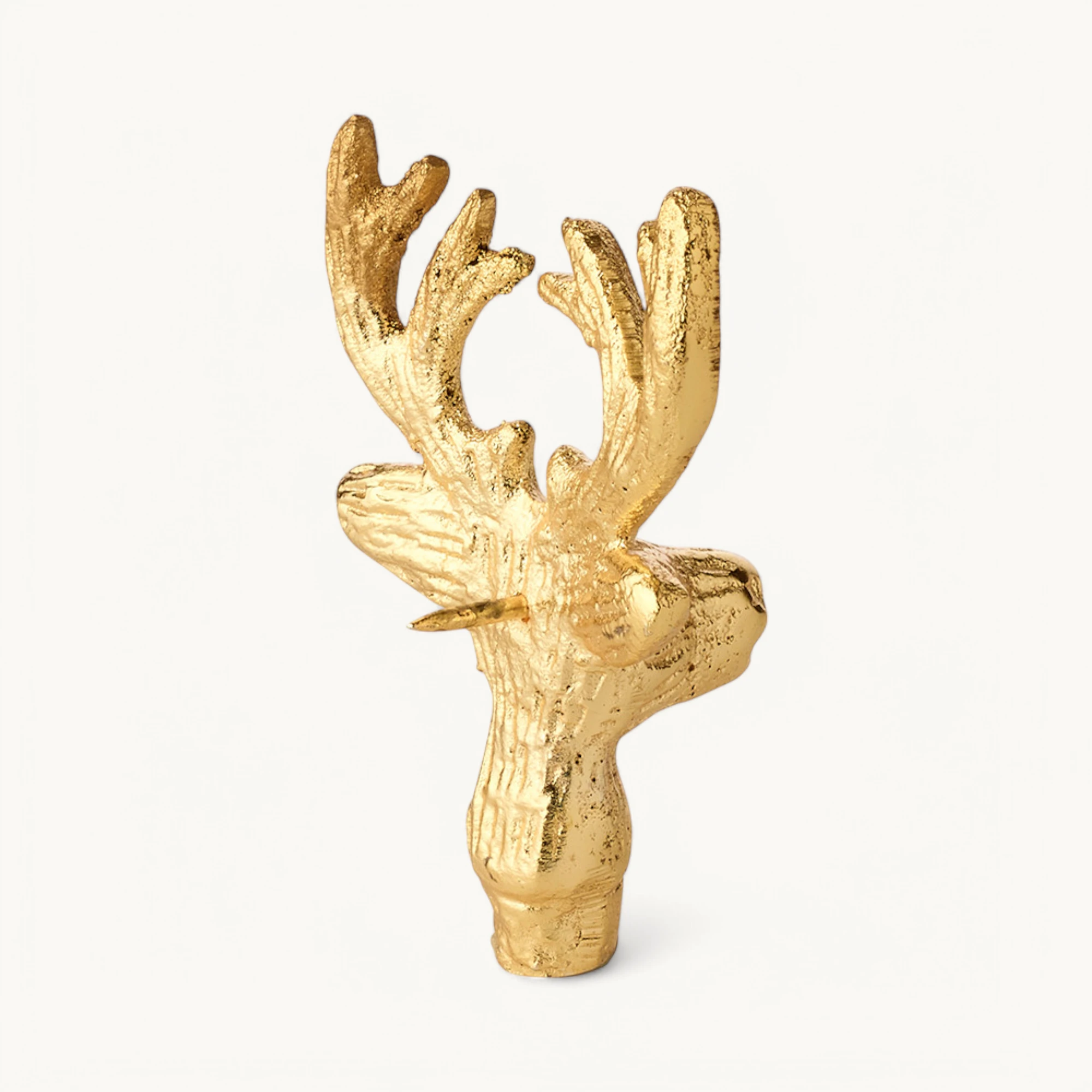 3er-Set Kerzenpin Elch (Höhe 6 cm), goldfarben, Aluminium vernickelt, für Stumpenkerzen