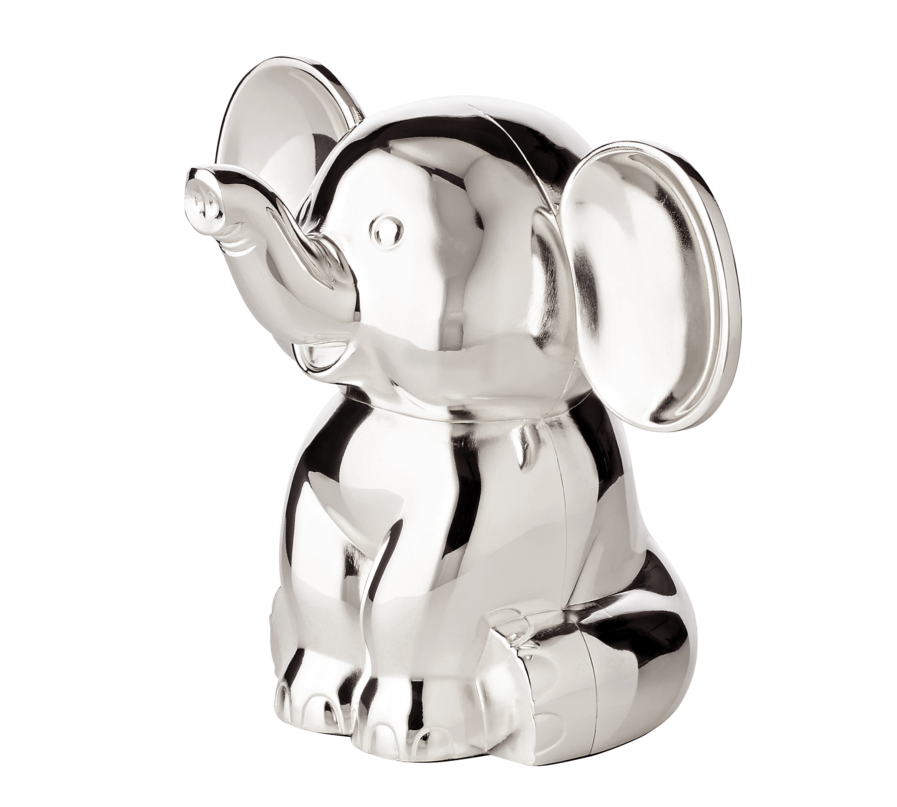 2. Wahl Spardose Sparbüchse Elefant, Höhe 11 cm, edel versilbert, anlaufgeschützt