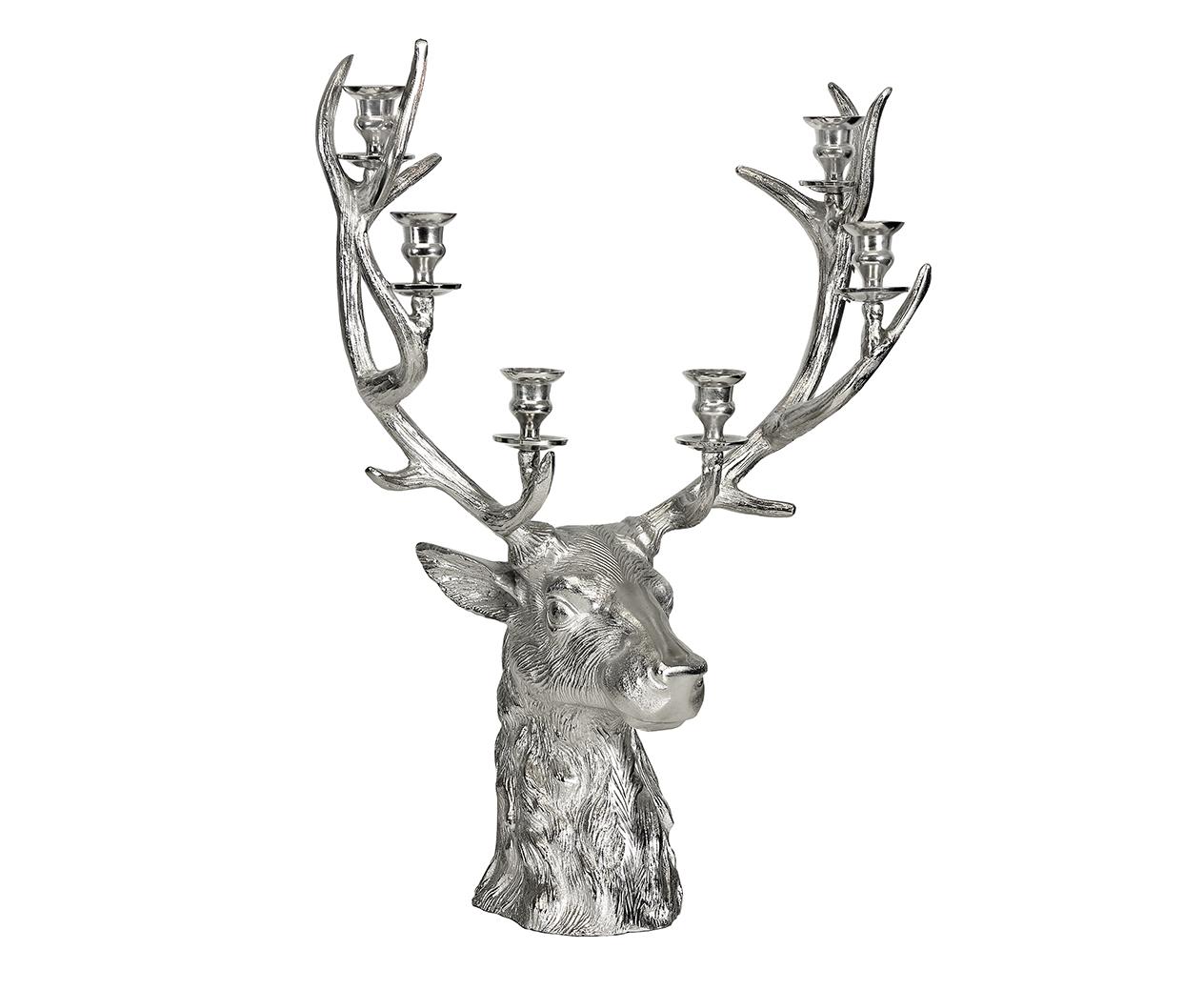 K1600_0235-1264x1039px 2. Wahl Kerzenleuchter Hirsch Richard für 6 Stabkerzen, Höhe 65 cm, Aluminium vernickelt sil