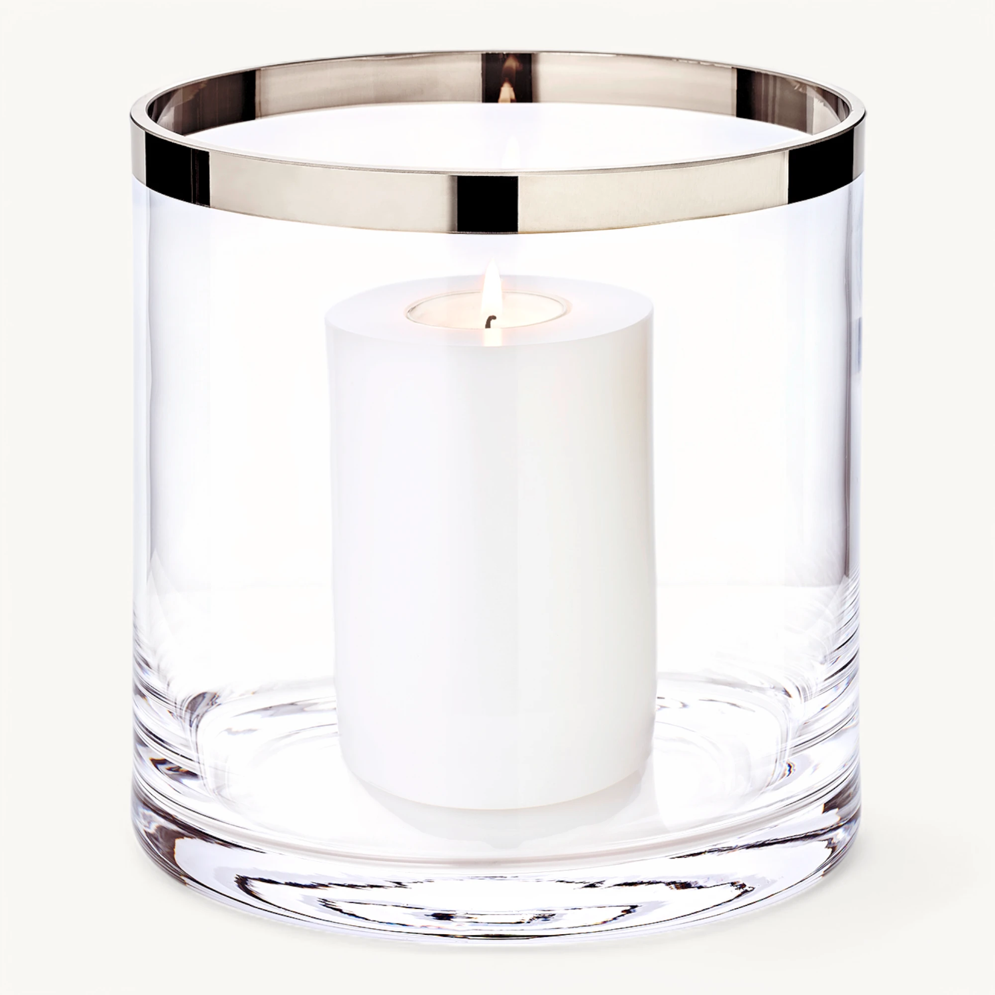 Windlicht Molly (Höhe 18 cm), mundgeblasenes Kristallglas mit Platinrand