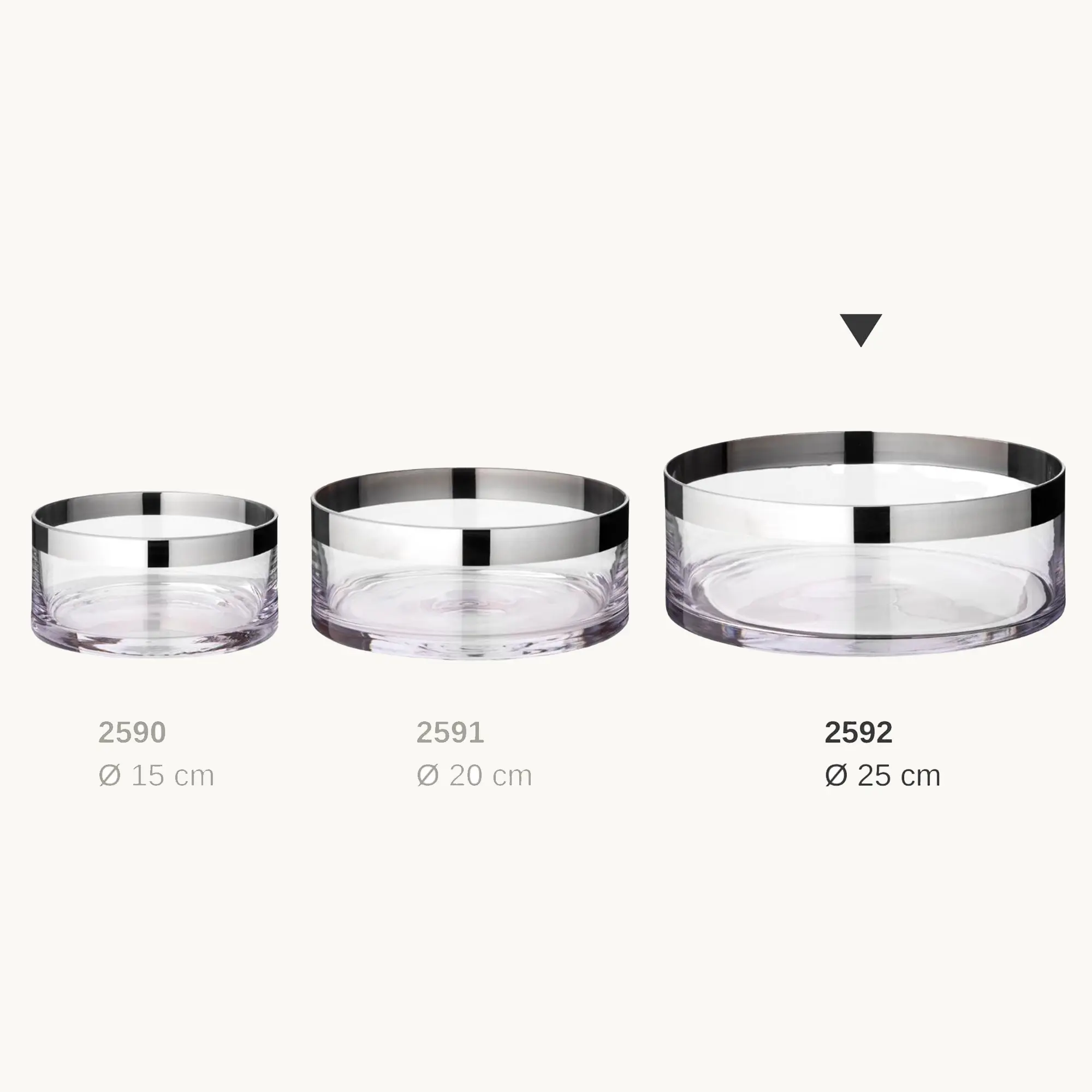 Schale Grit (Ø 25 cm), mundgeblasenes Kristallglas mit Platinrand Schale Grit (Ø 25 cm), mundgeblasenes Kristallglas mit Platinrand