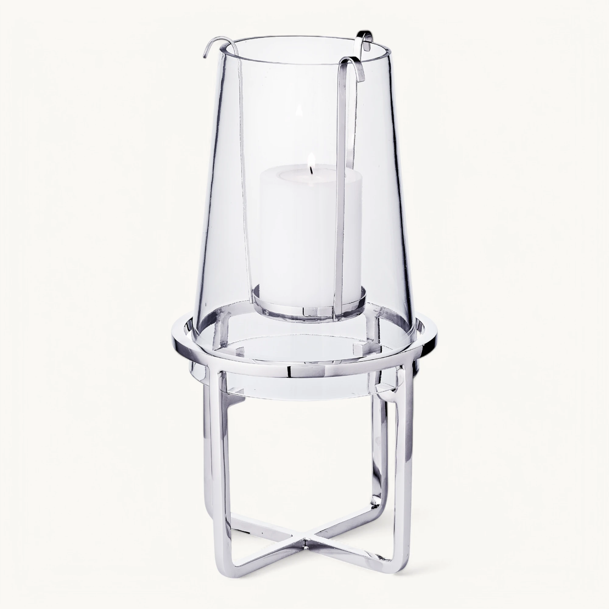 SALE Windlicht Moll (Höhe 30 cm), vernickelter Edelstahl