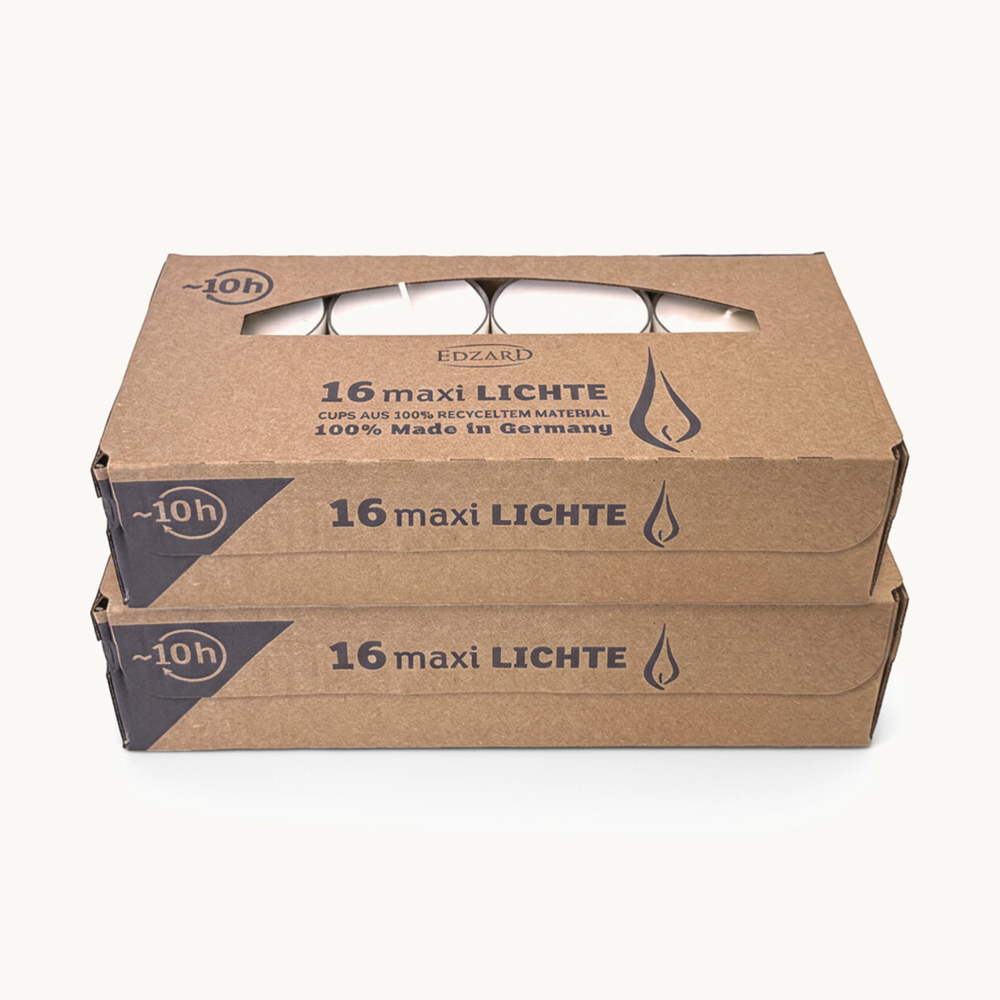 32 Maxi-Teelichter (ø 56 mm, weiß, ohne Duft, Aluminiumgehäuse, Brenndauer 10 Stunden)