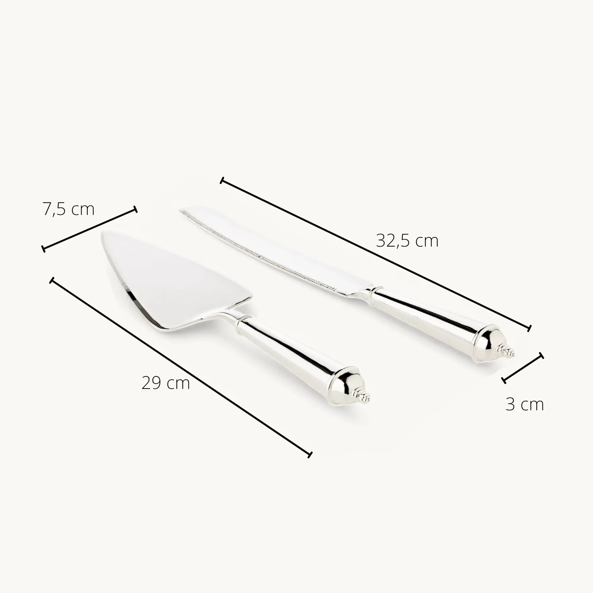 Tortenheber & Kuchenmesser Marit, edel versilbert, anlaufgeschützt, Messer L 32,5 cm, Heber L 29 cm