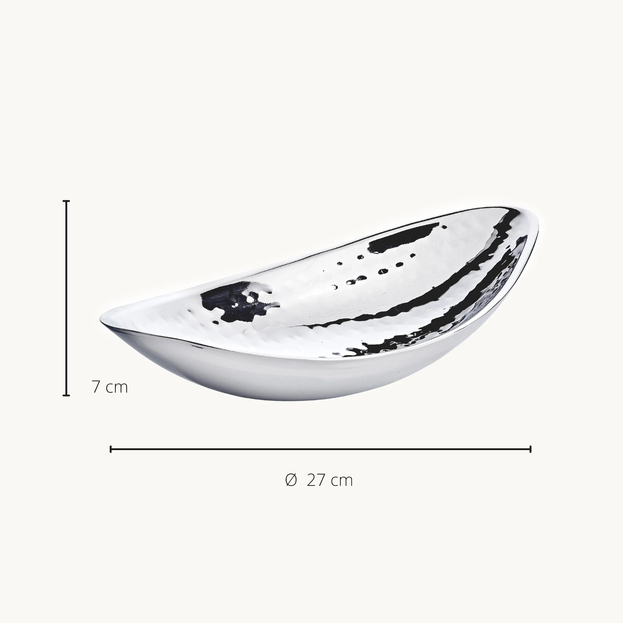 Schale Halifax (Länge 27 cm), silberfarben, gehämmert, hochglanzpoliert, Edelstahl
