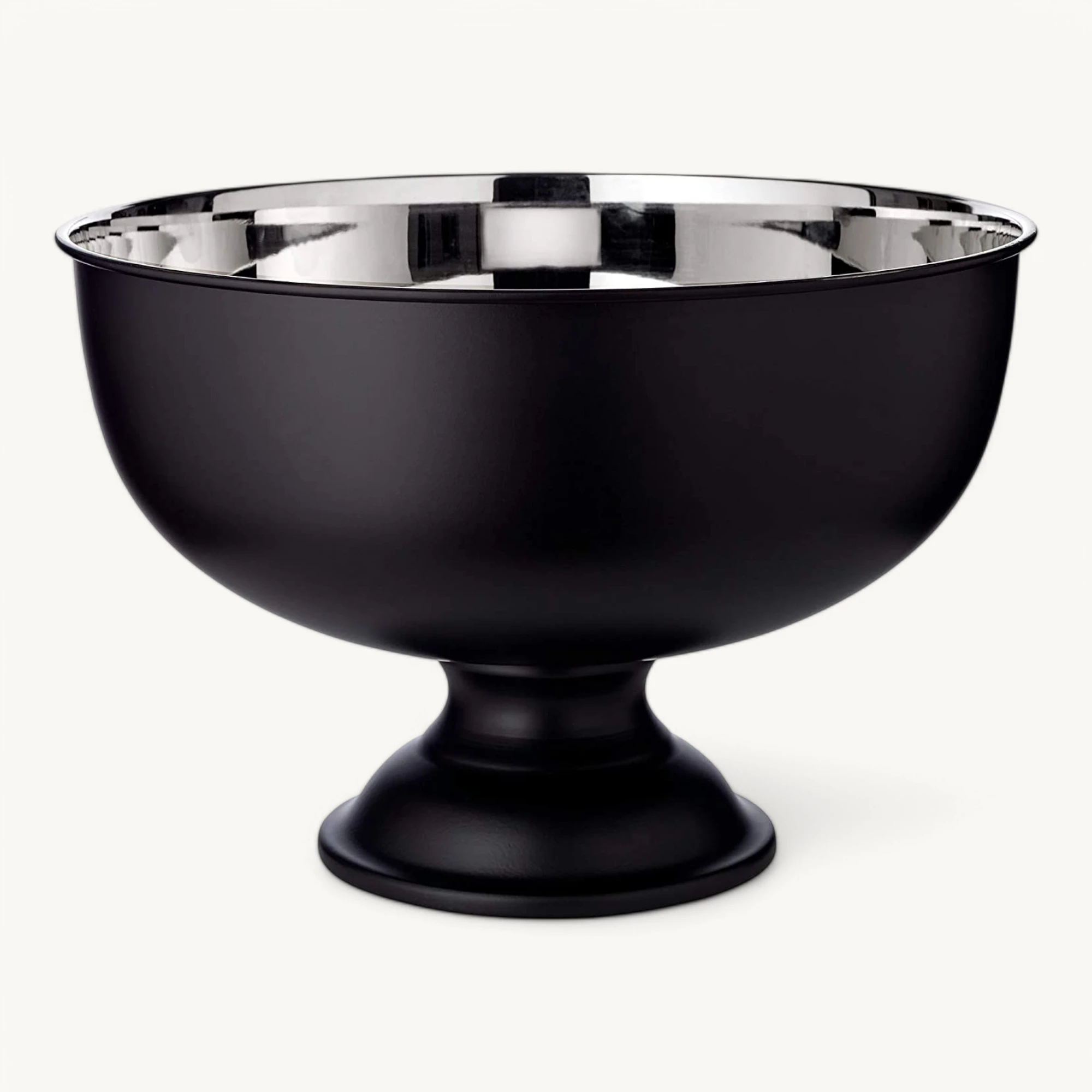 Flaschenkühler Pearl (Höhe 24 cm, Ø 36 cm), matt schwarz, Edelstahl, hochglanzpoliert